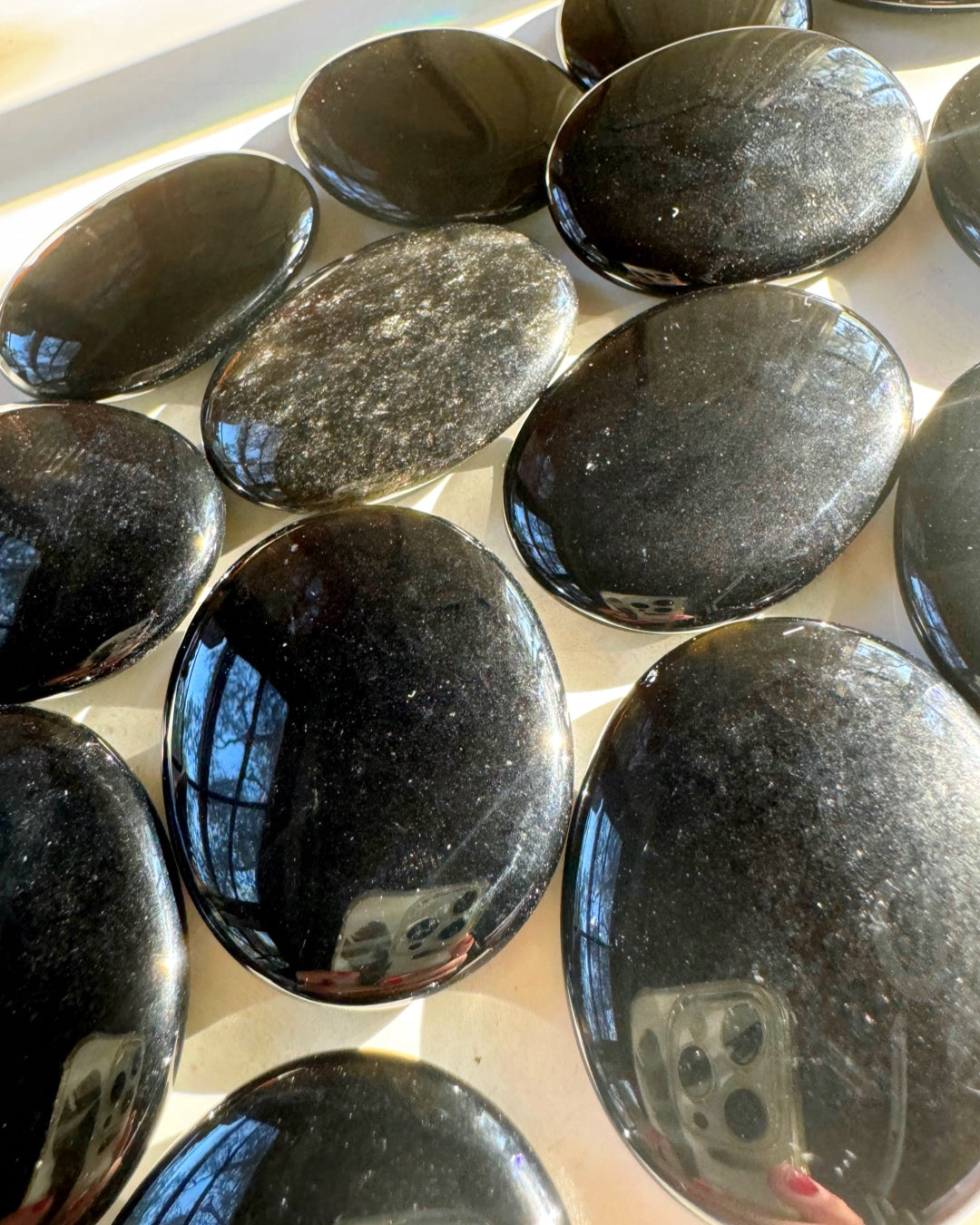 Black Obsidian Flat Palm Stones