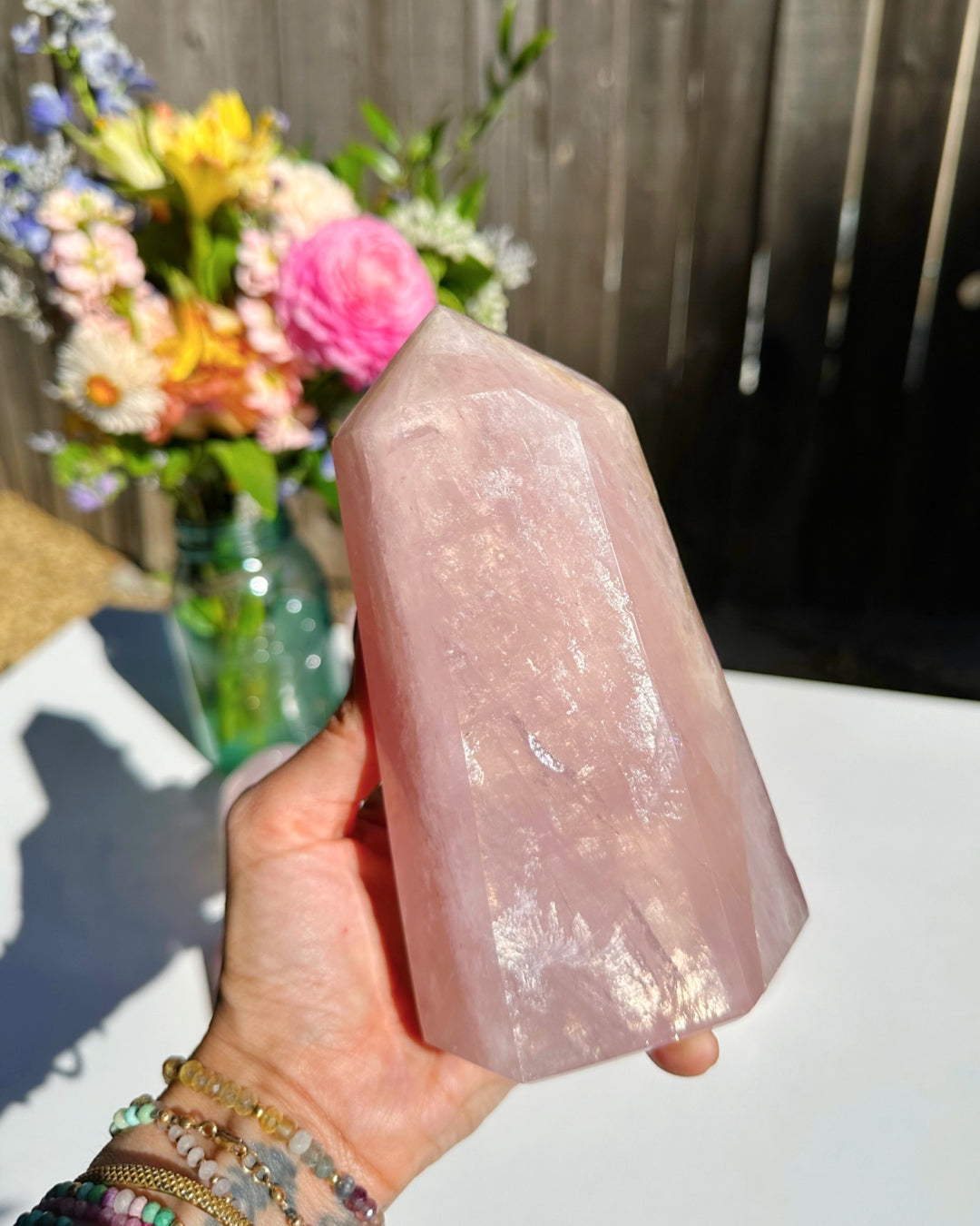 Rose Quartz Tower w/ Iron Inclusions - Baltic Mermaid