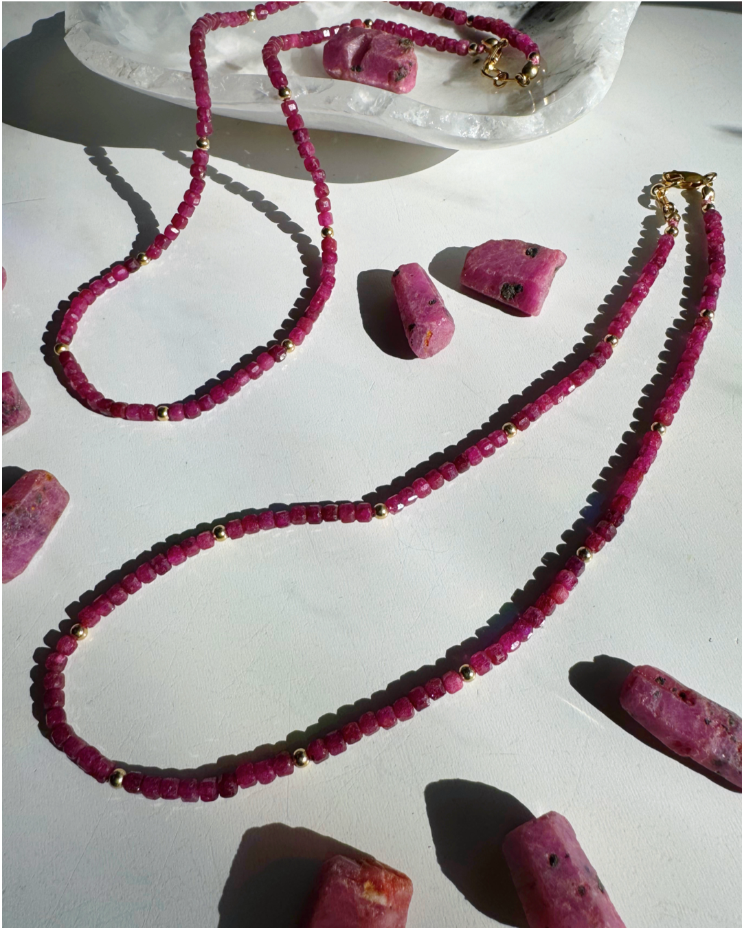 “Judy” - Ruby Gemstone Candy Necklace - Baltic Mermaid