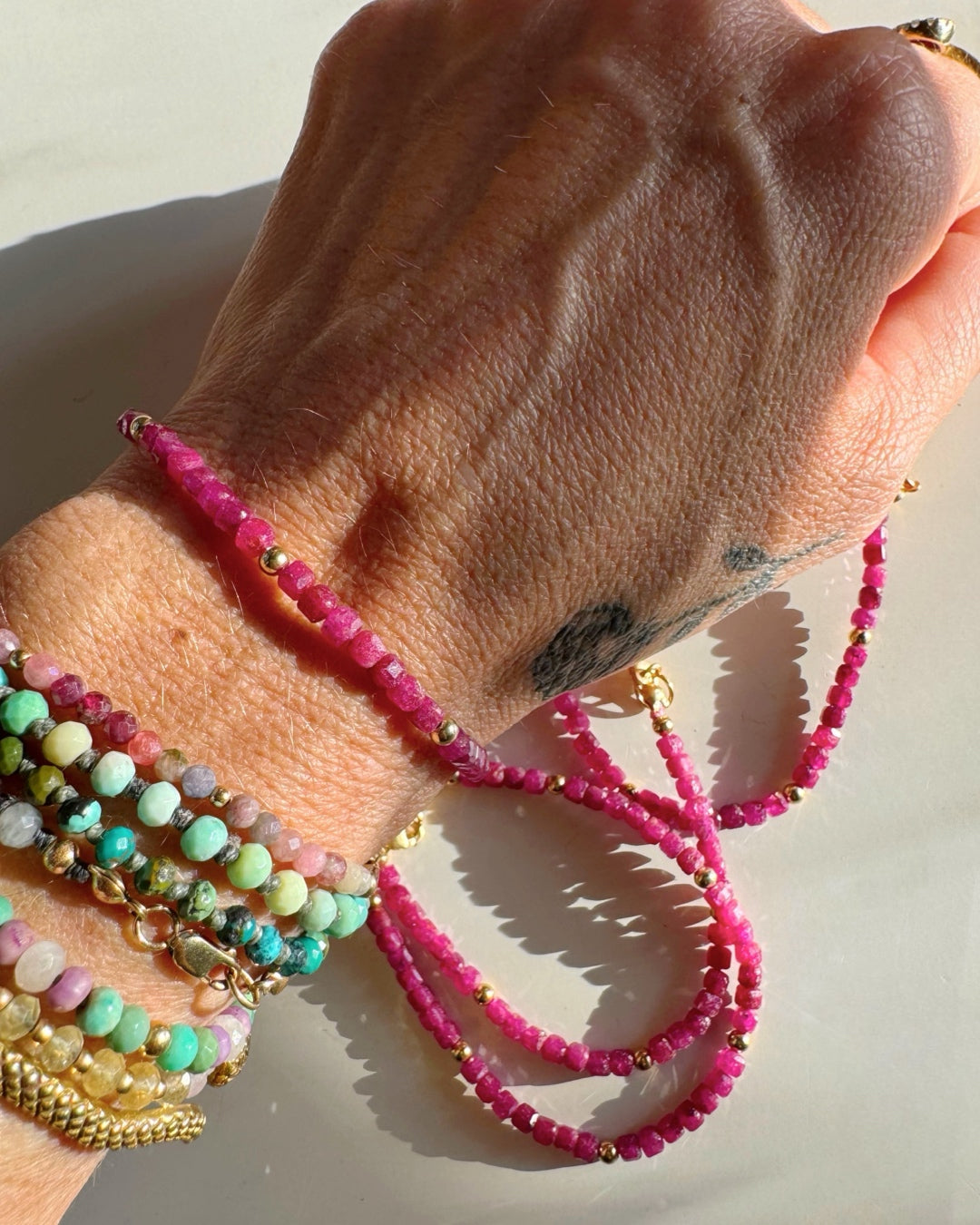 “Judy” - Ruby Gemstone Candy Bracelet - Baltic Mermaid