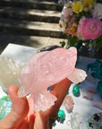 Hand Carved Rose Quartz Frog