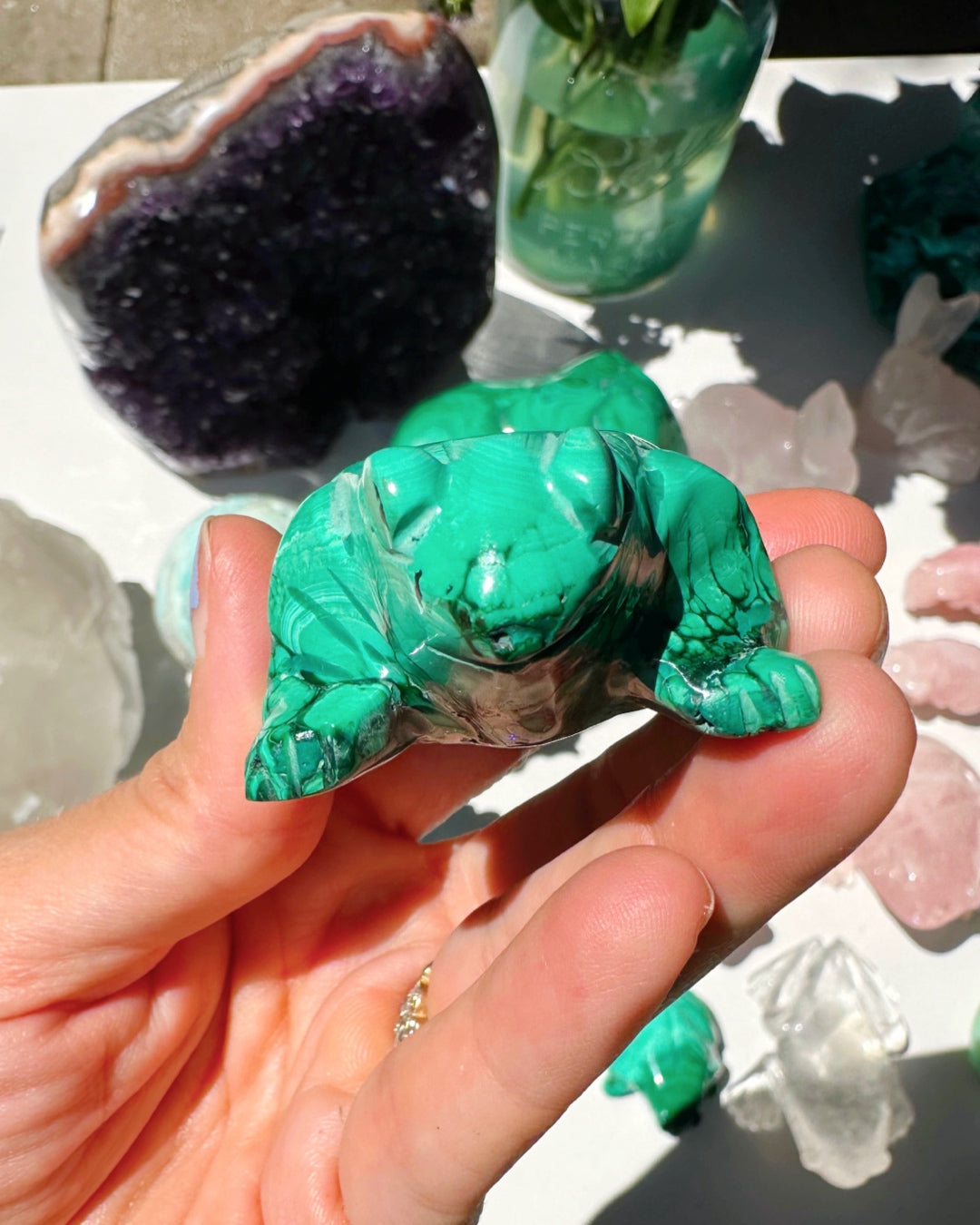 Hand Carved Malachite Frog - Baltic Mermaid