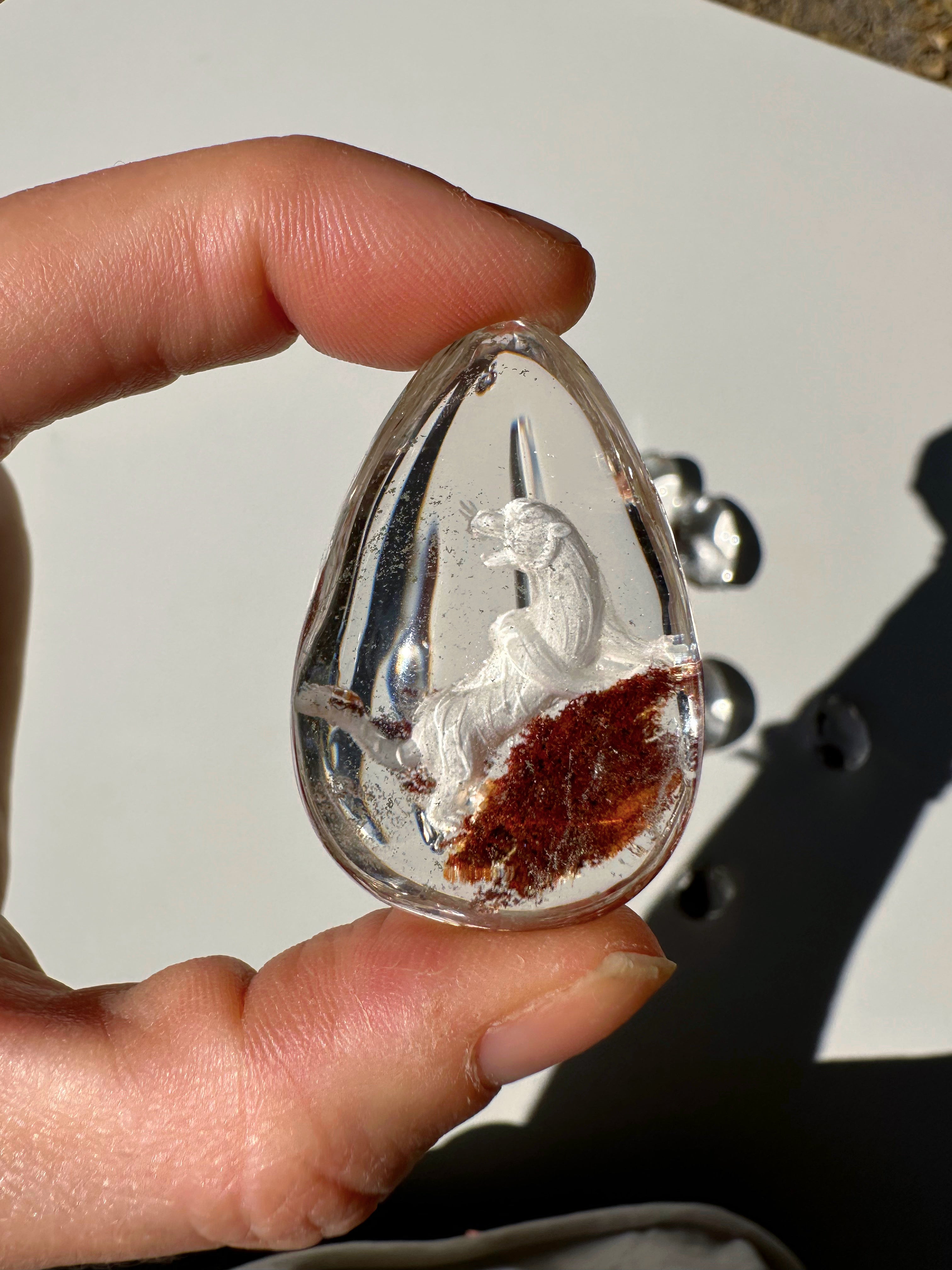 Intaglio Tiger Carved Chlorite Quartz/Garden Quartz  Cabochon Baltic Mermaid
