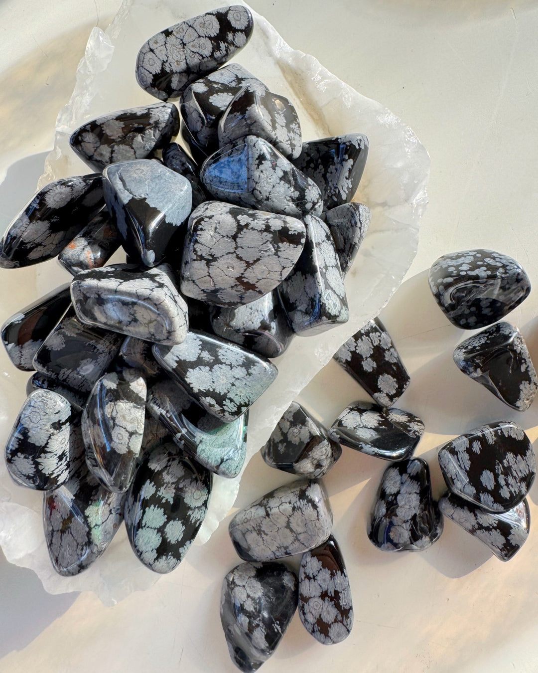 Snowflake Obsidian Tumbled Stones - Baltic Mermaid