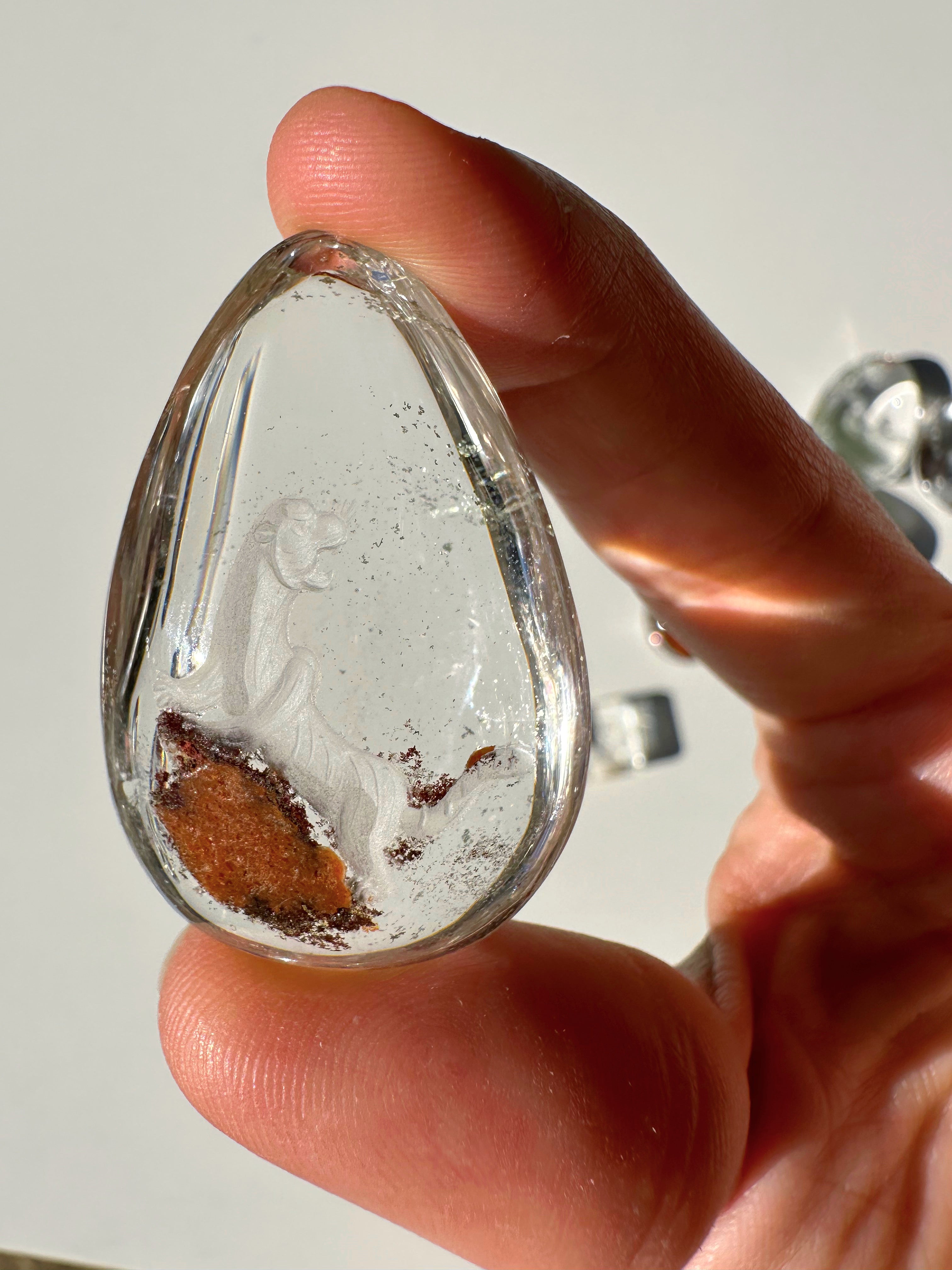 Intaglio Tiger Carved Chlorite Quartz/Garden Quartz  Cabochon Baltic Mermaid