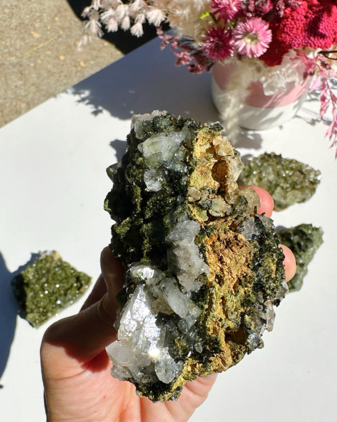 Epidote Quartz Cluster - Baltic Mermaid