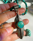 “Frida” - Turquoise & Sterling Silver w/ Pewter Feather