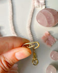 “Hand of Love” Rose Quartz Gemstone Candy Necklace