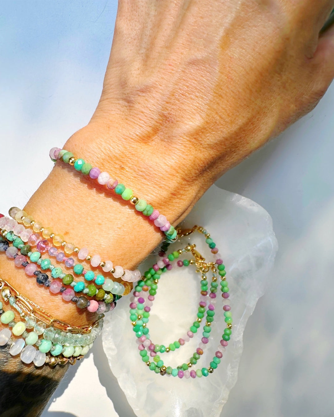 Topanga Gemstone & 14k GF Candy  Bracelet - Baltic Mermaid