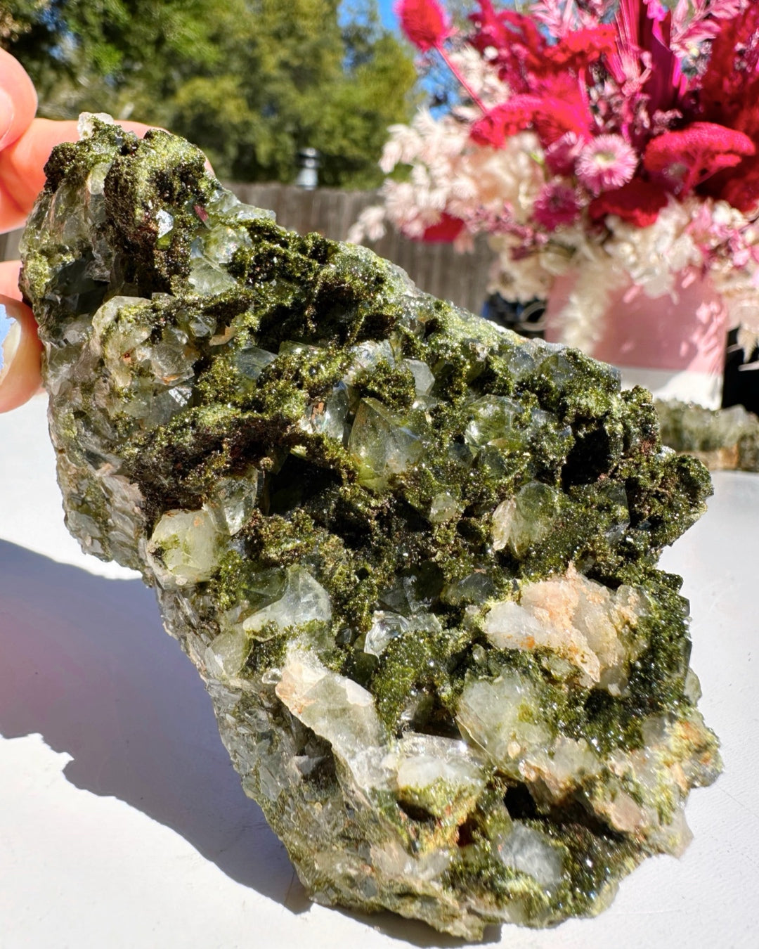 Epidote Quartz Cluster