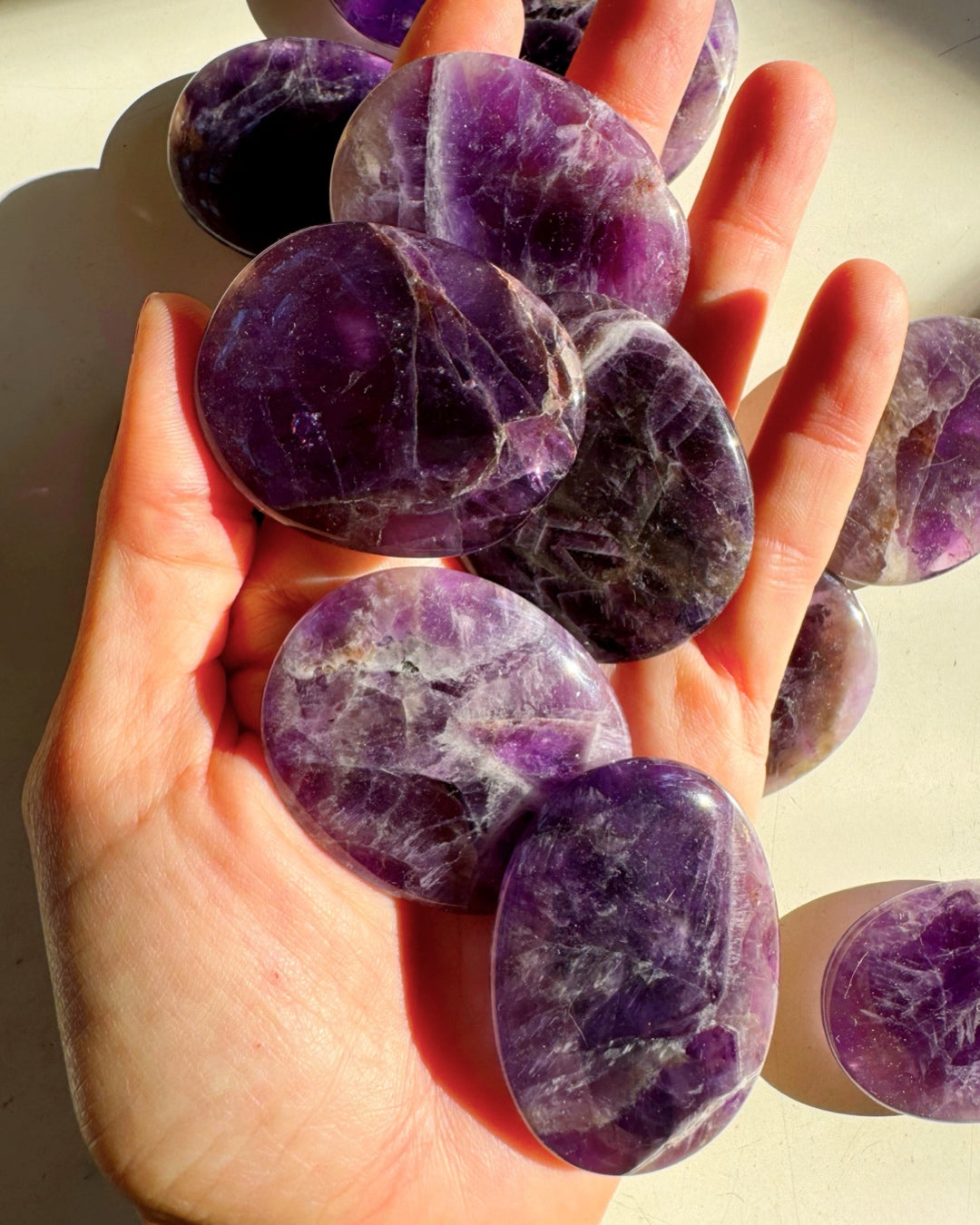 Amethyst Flat Palm Stones - Baltic Mermaid