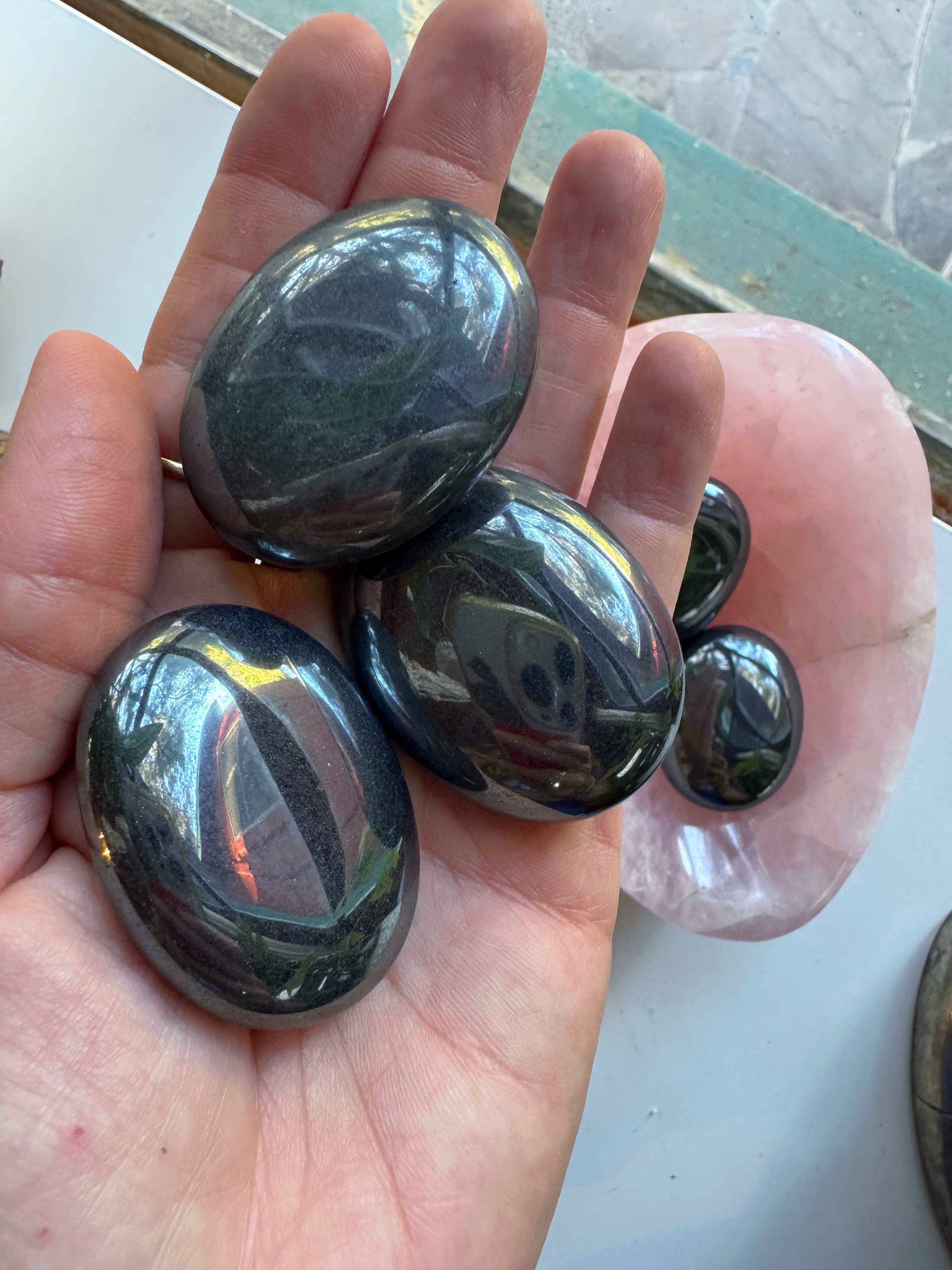 Hematite Palm Stones Baltic Mermaid