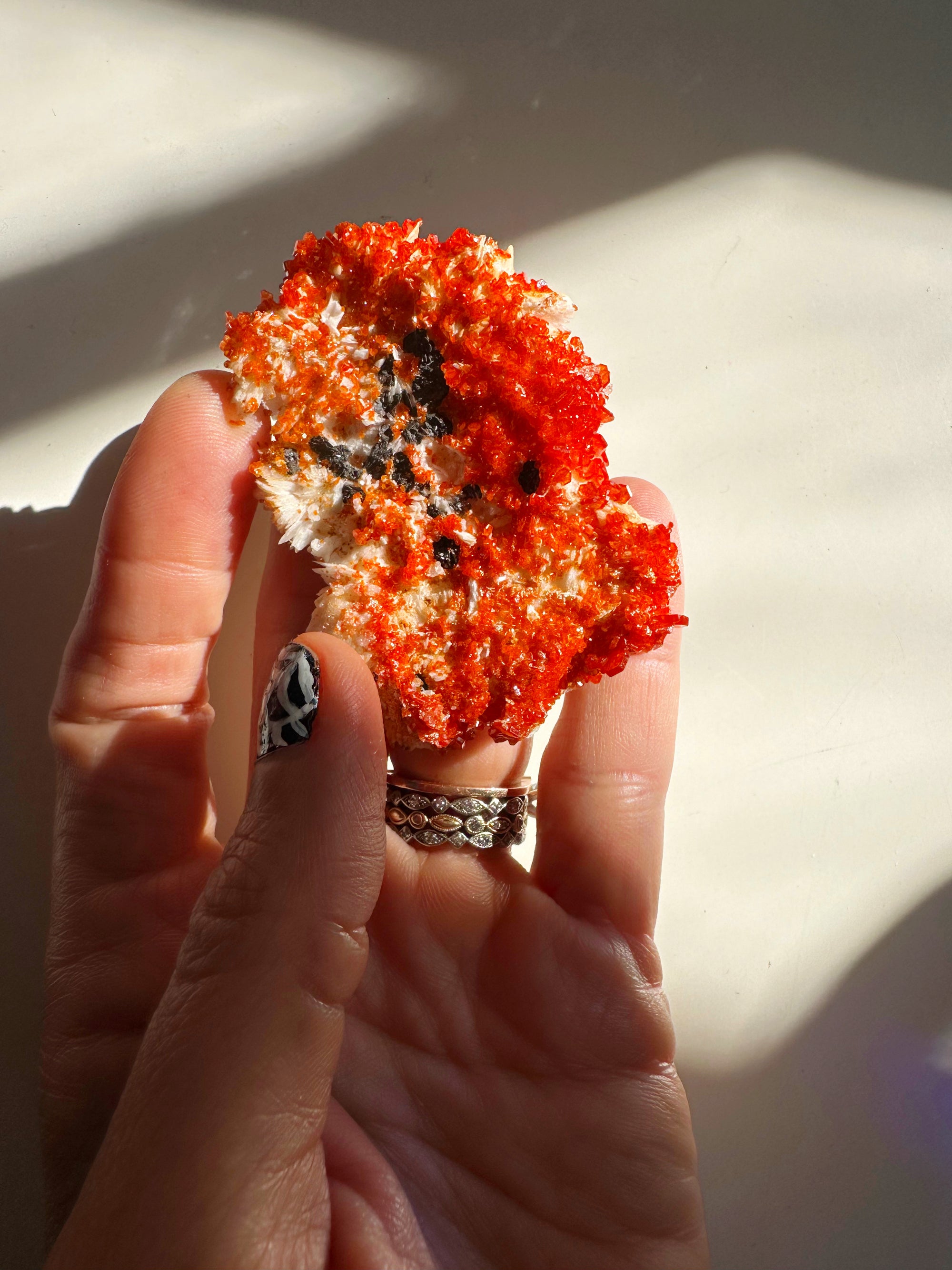 Vanadinite on Barite from Morocco