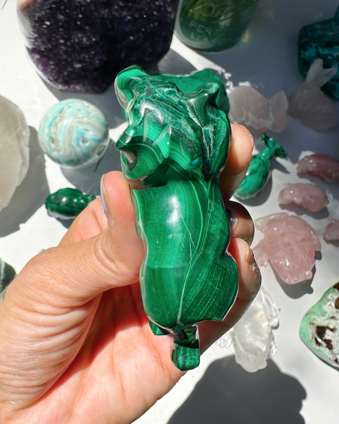 Hand Carved Malachite Lion - Baltic Mermaid