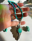 “Frida” - Turquoise & Sterling Silver w/ Pewter Feather