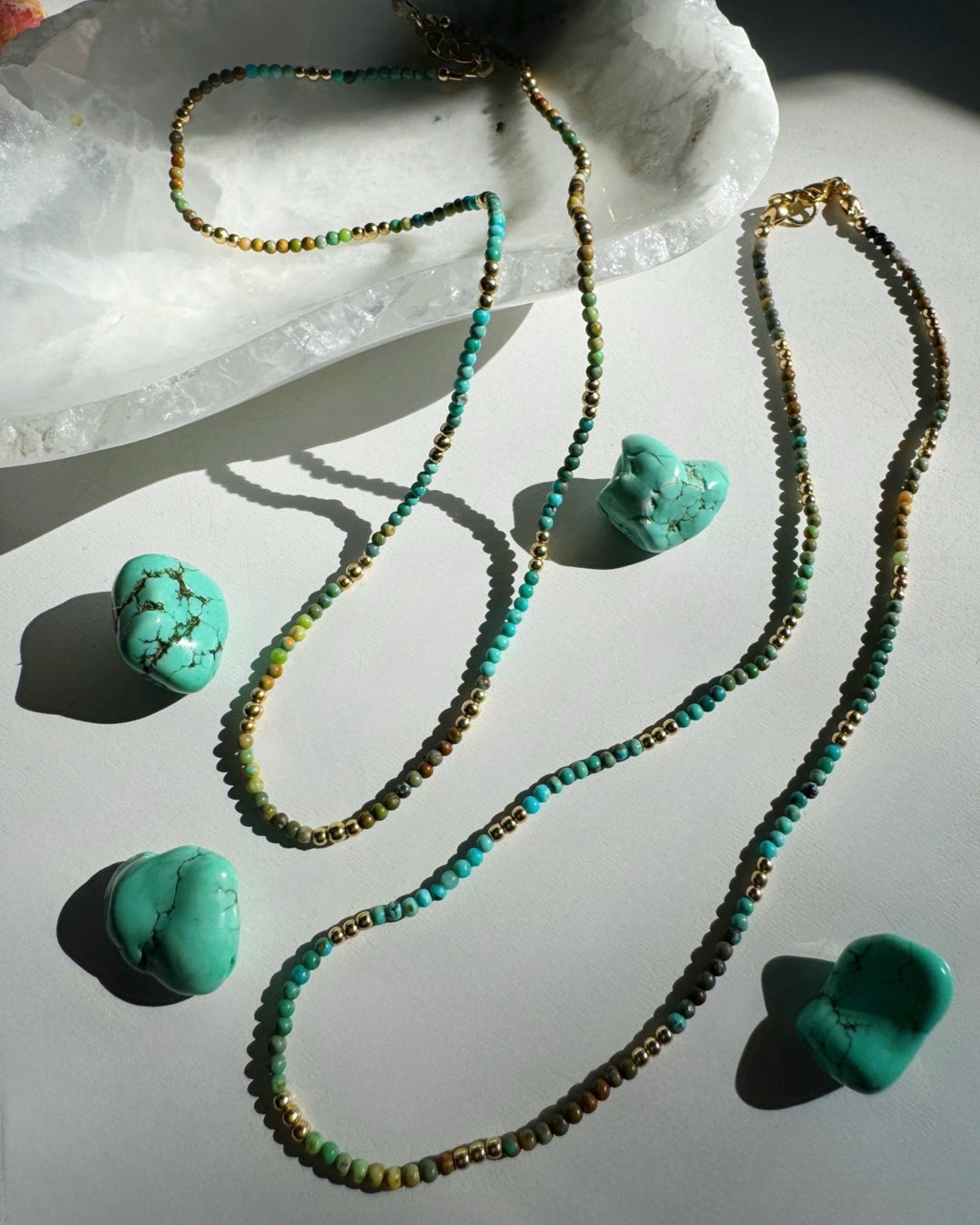 “Tiny Tina” - Turquoise Gemstone & 14k GF Choker - Baltic Mermaid