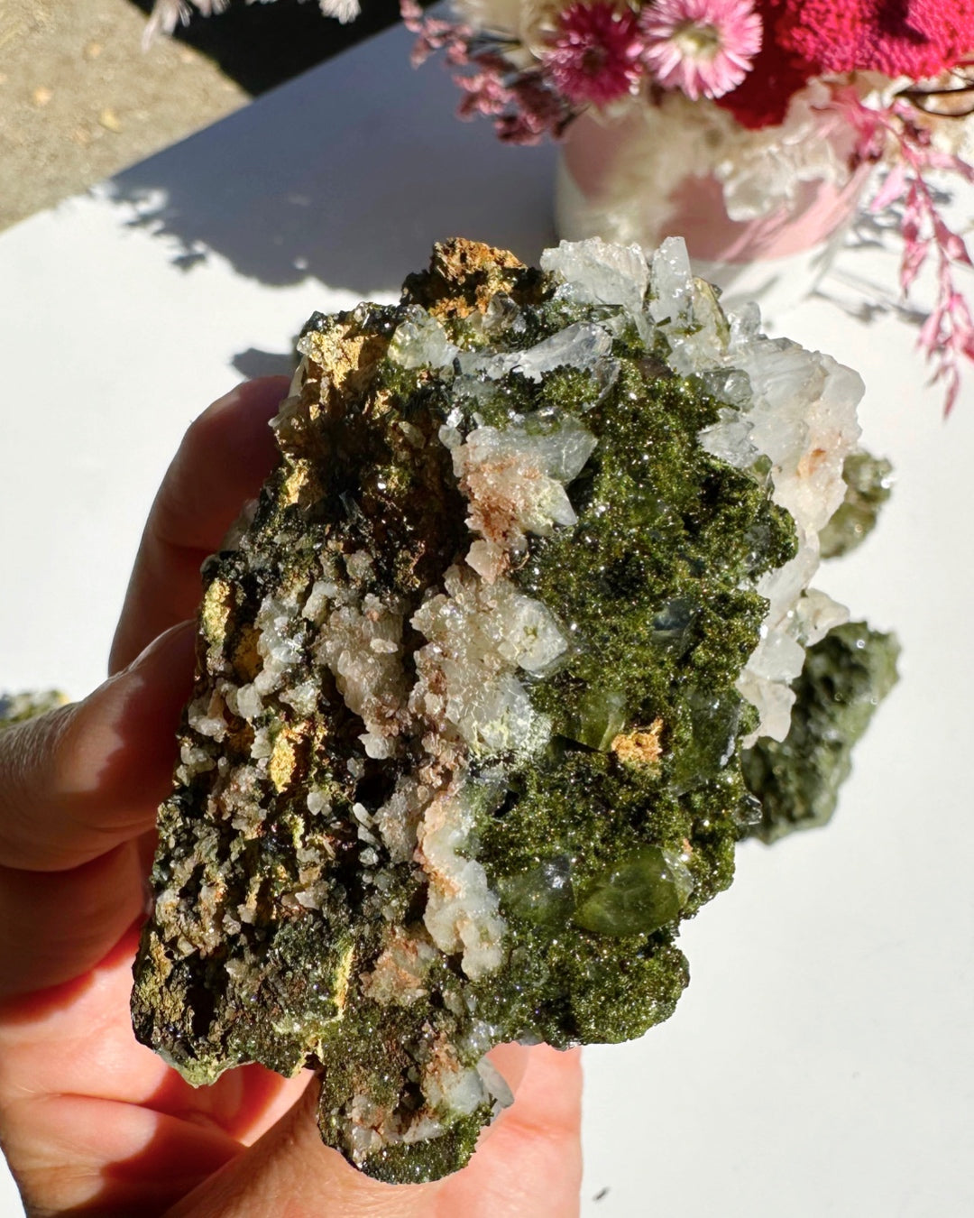 Epidote Quartz Cluster