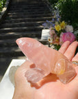 Hand Carved Rose Quartz Frog