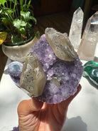 Amethyst Cluster w/ Calcite & Goethite from Uruguay Baltic Mermaid