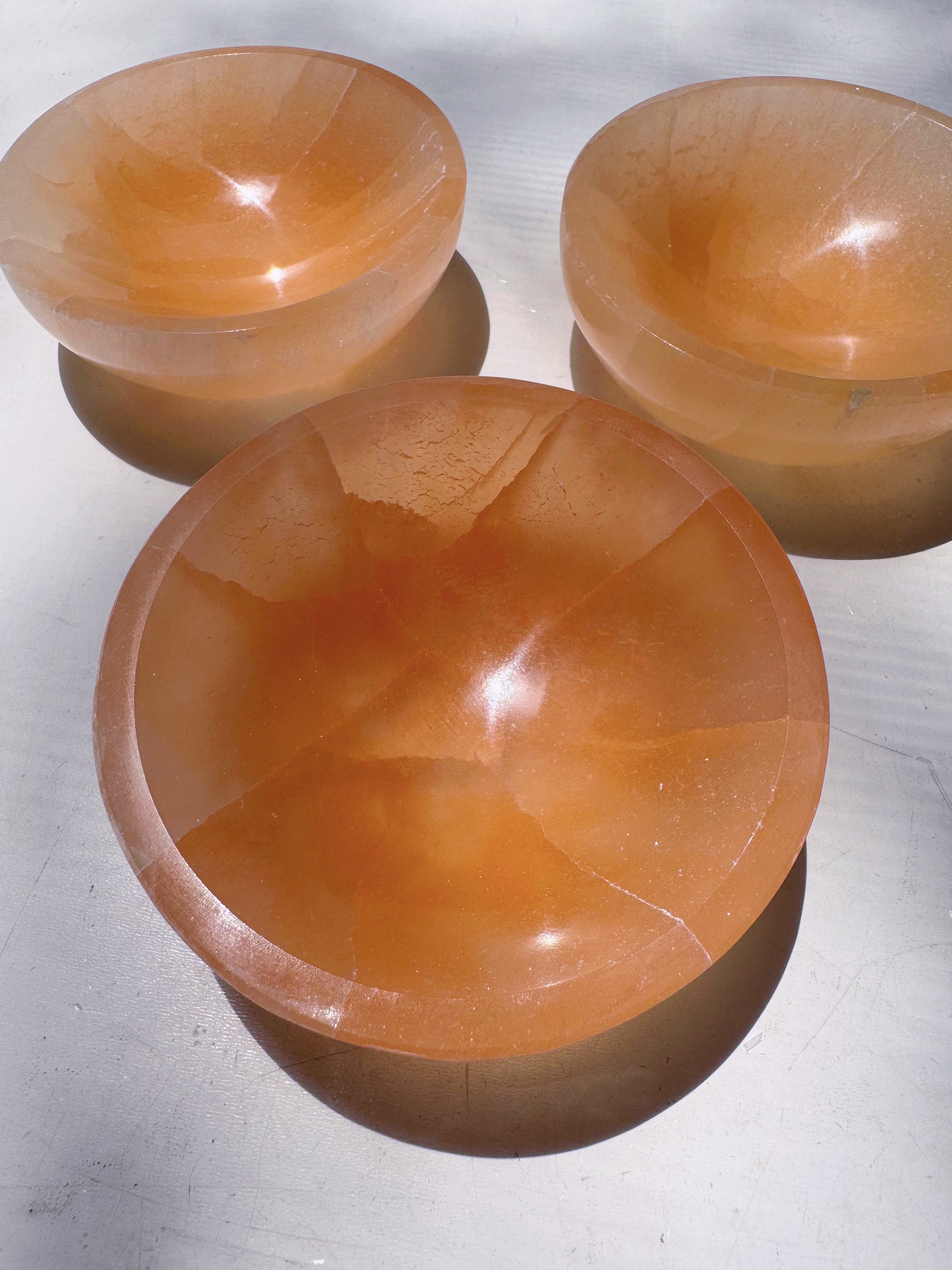 Peach Selenite Medium Bowl Baltic Mermaid