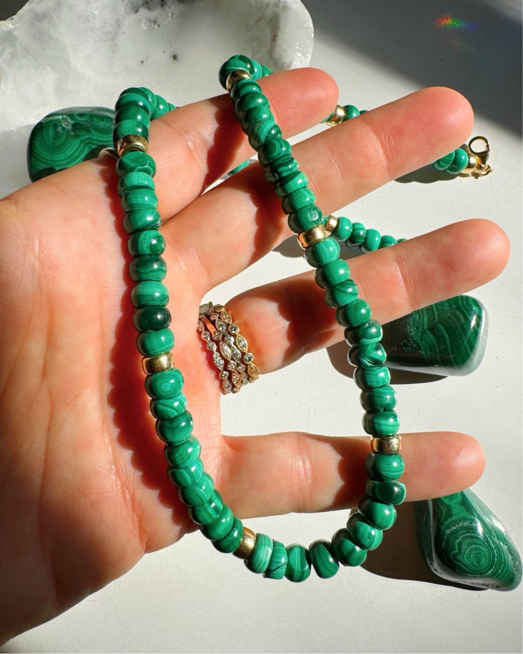 “Donna” - Malachite Gemstone Candy Necklace - Baltic Mermaid
