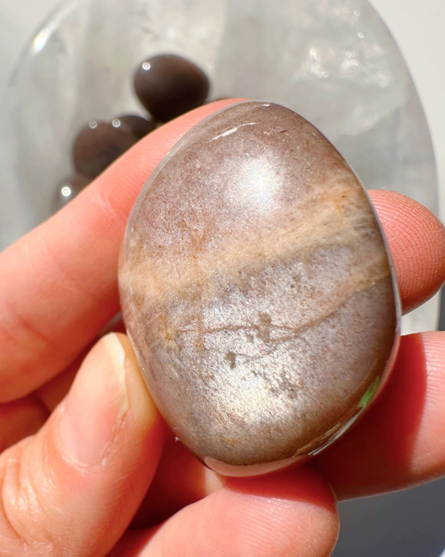 Sunstone & Peach Moonstone Palm Stone - C