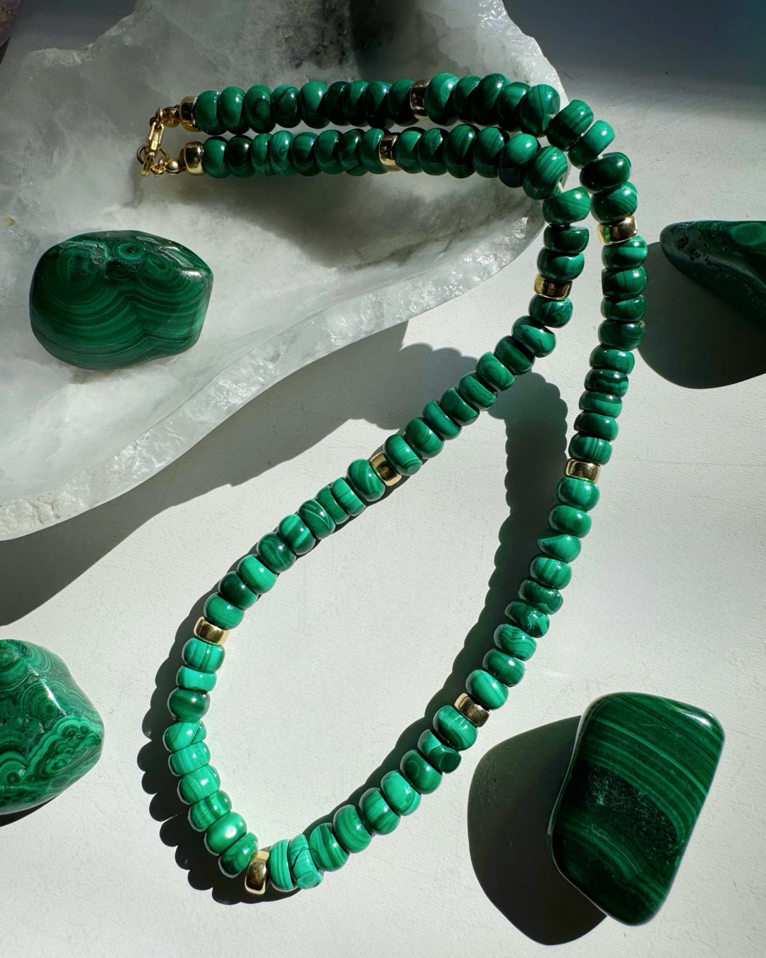 “Donna” - Malachite Gemstone Candy Necklace - Baltic Mermaid