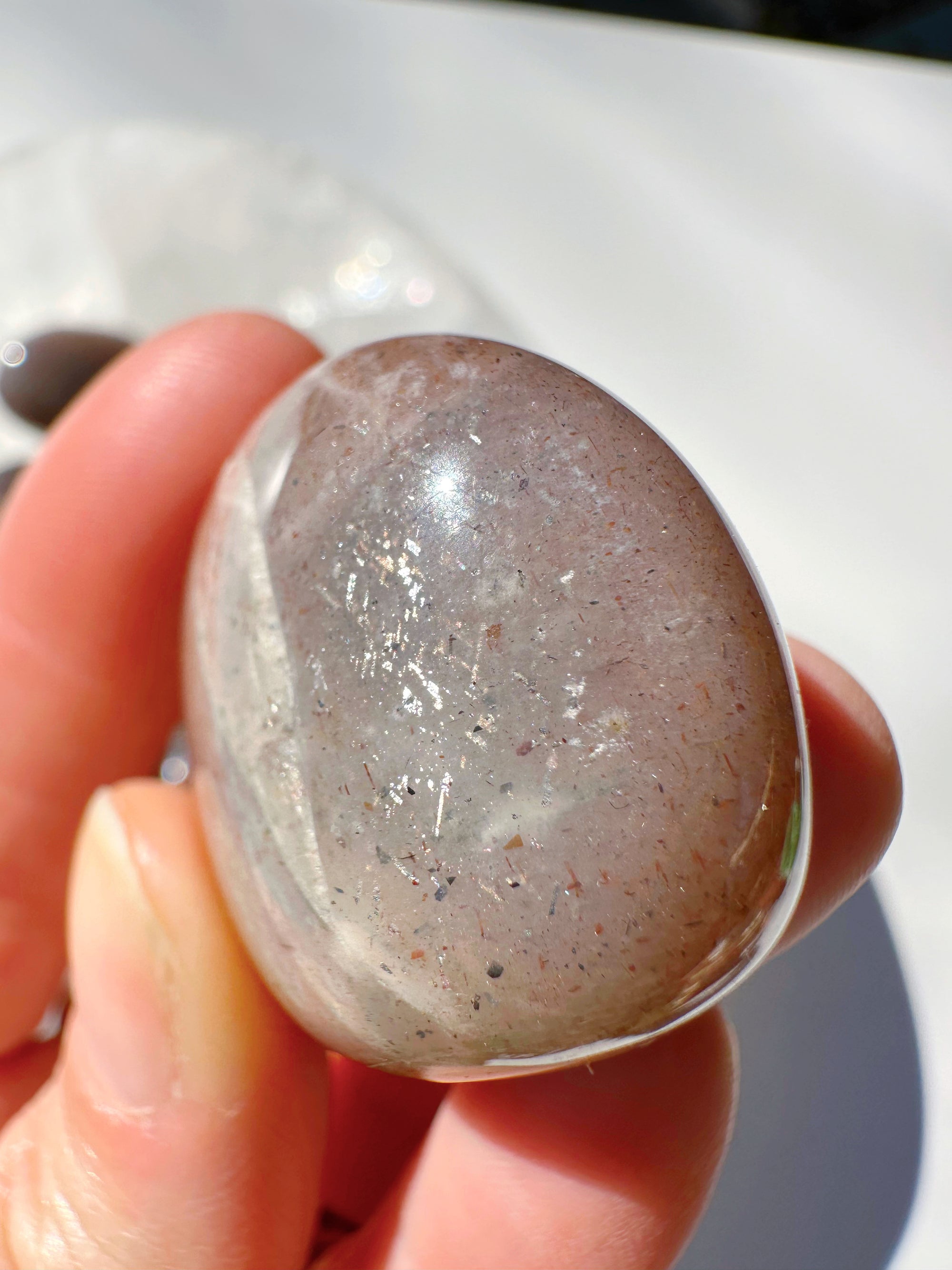 Sunstone &amp; Peach Moonstone Palm Stone - D