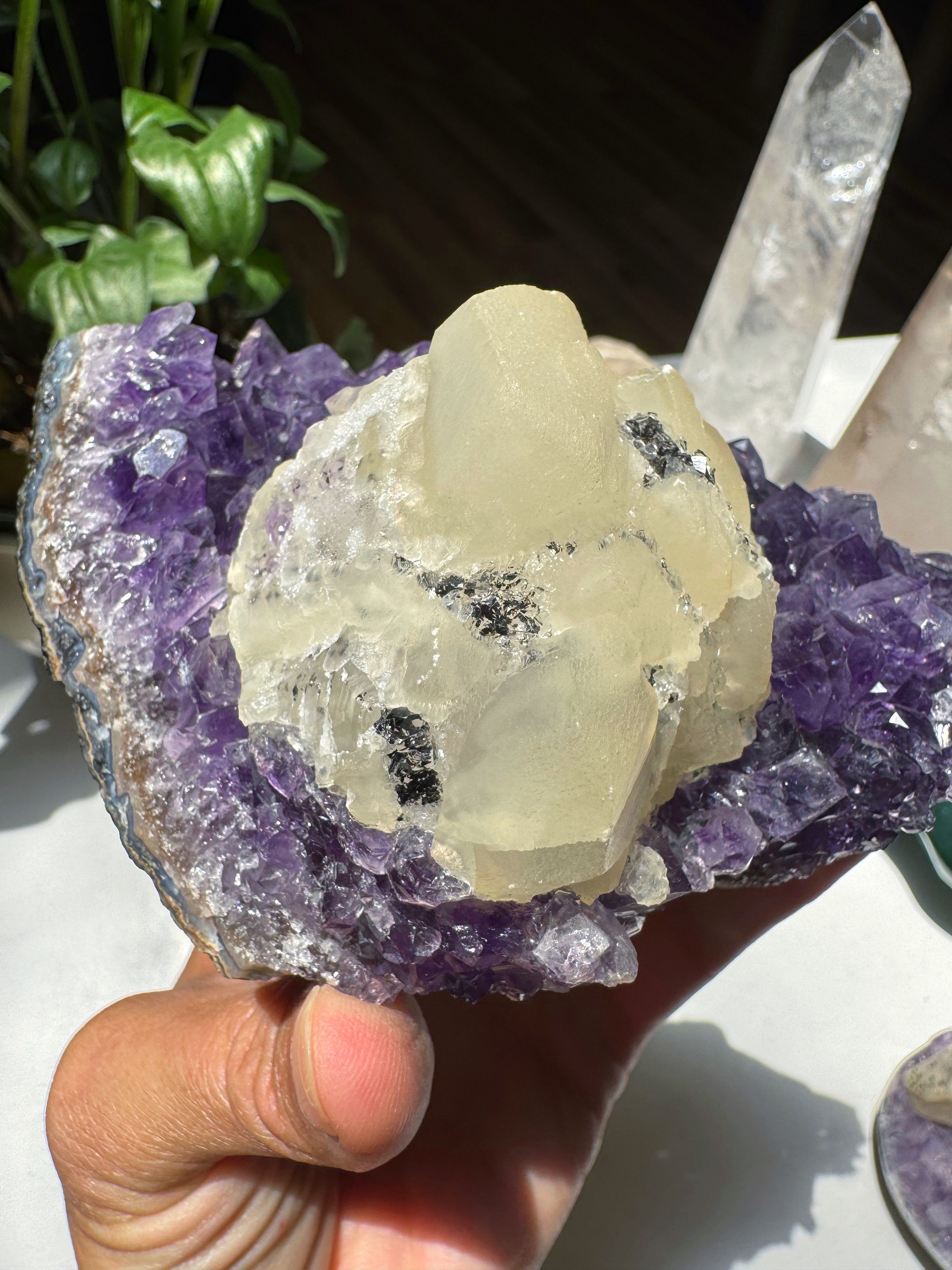 Amethyst Cluster w/ Druzy Calcite from Uruguay Baltic Mermaid