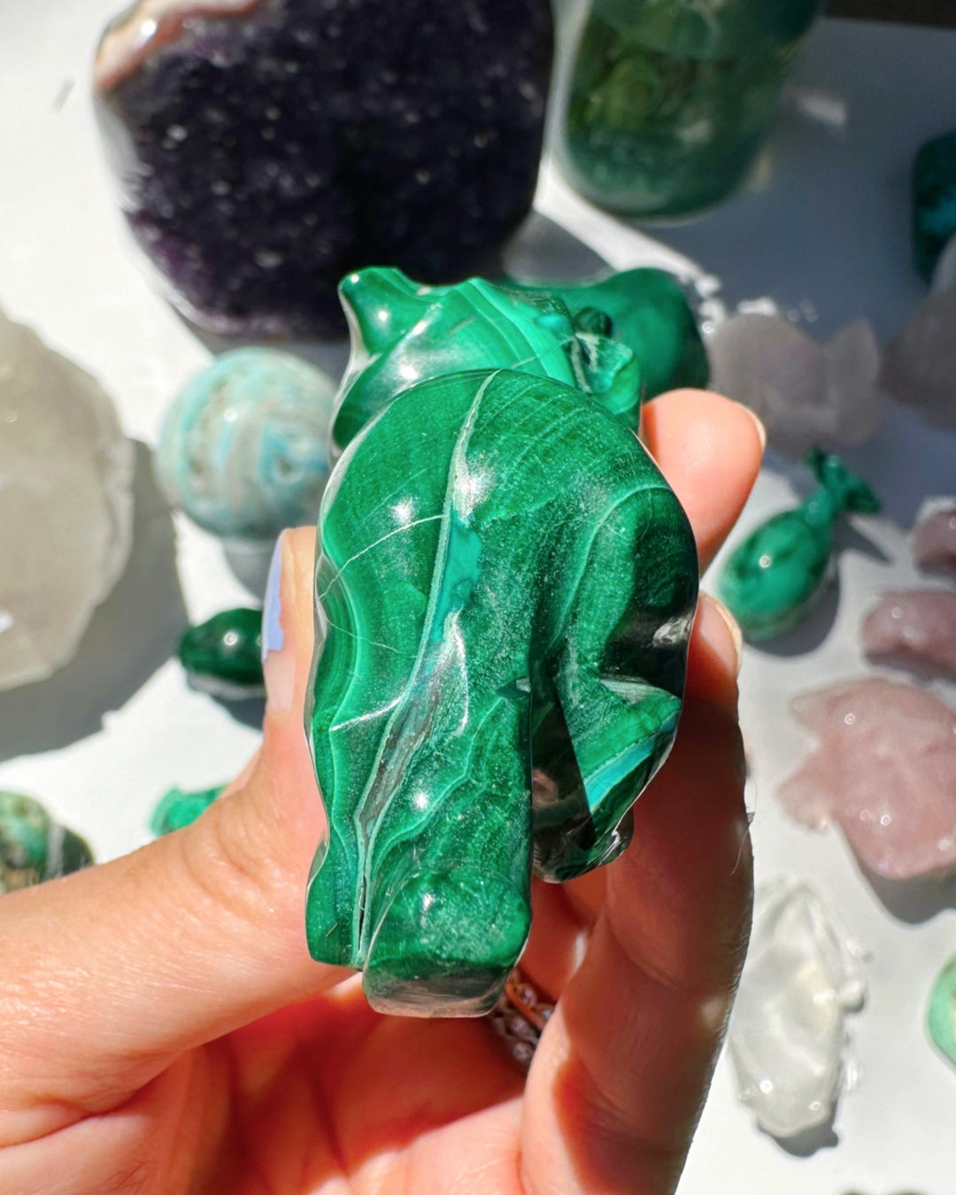 Hand Carved Malachite Lion - Baltic Mermaid