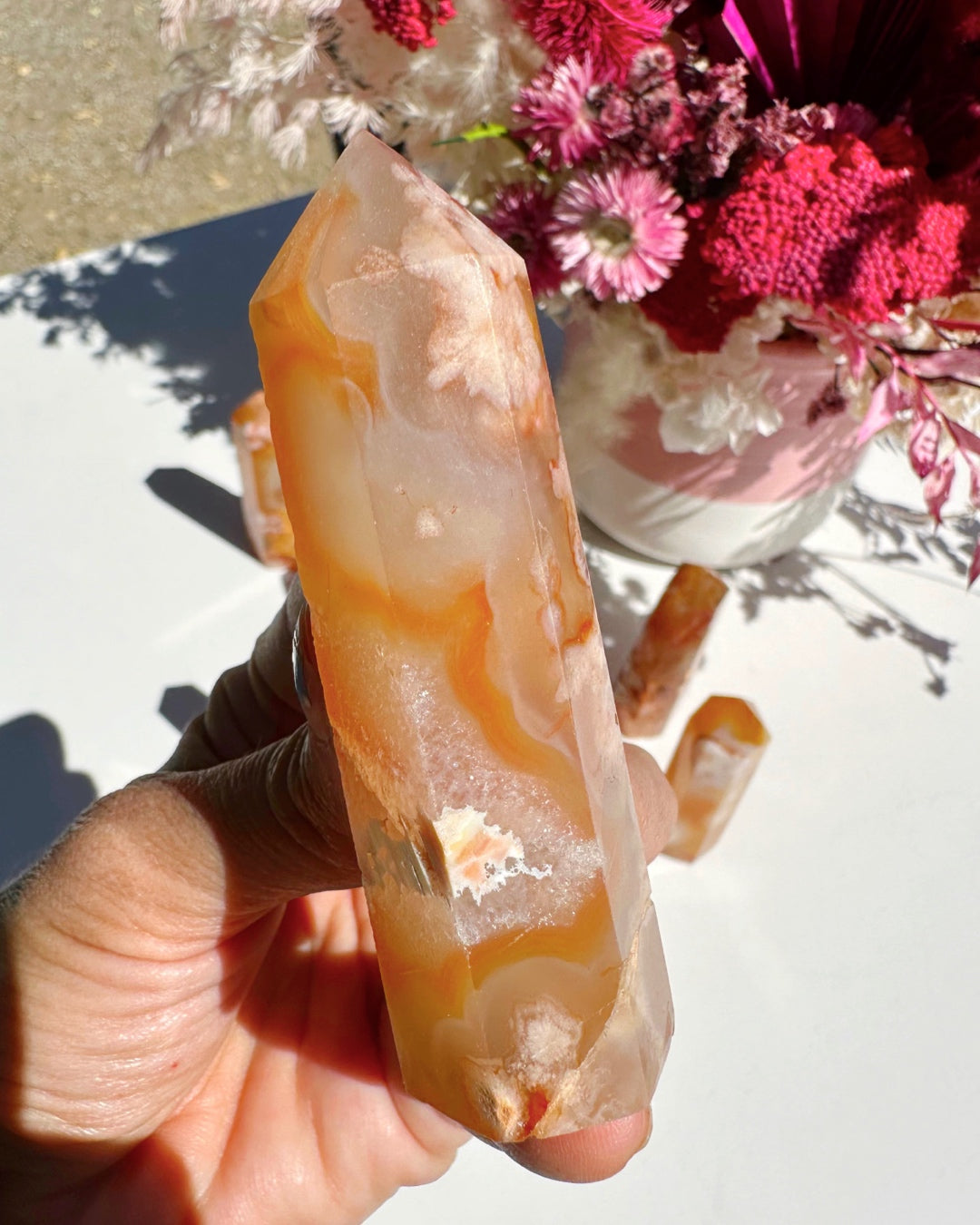 Carnelian Flower Agate Towers - Baltic Mermaid