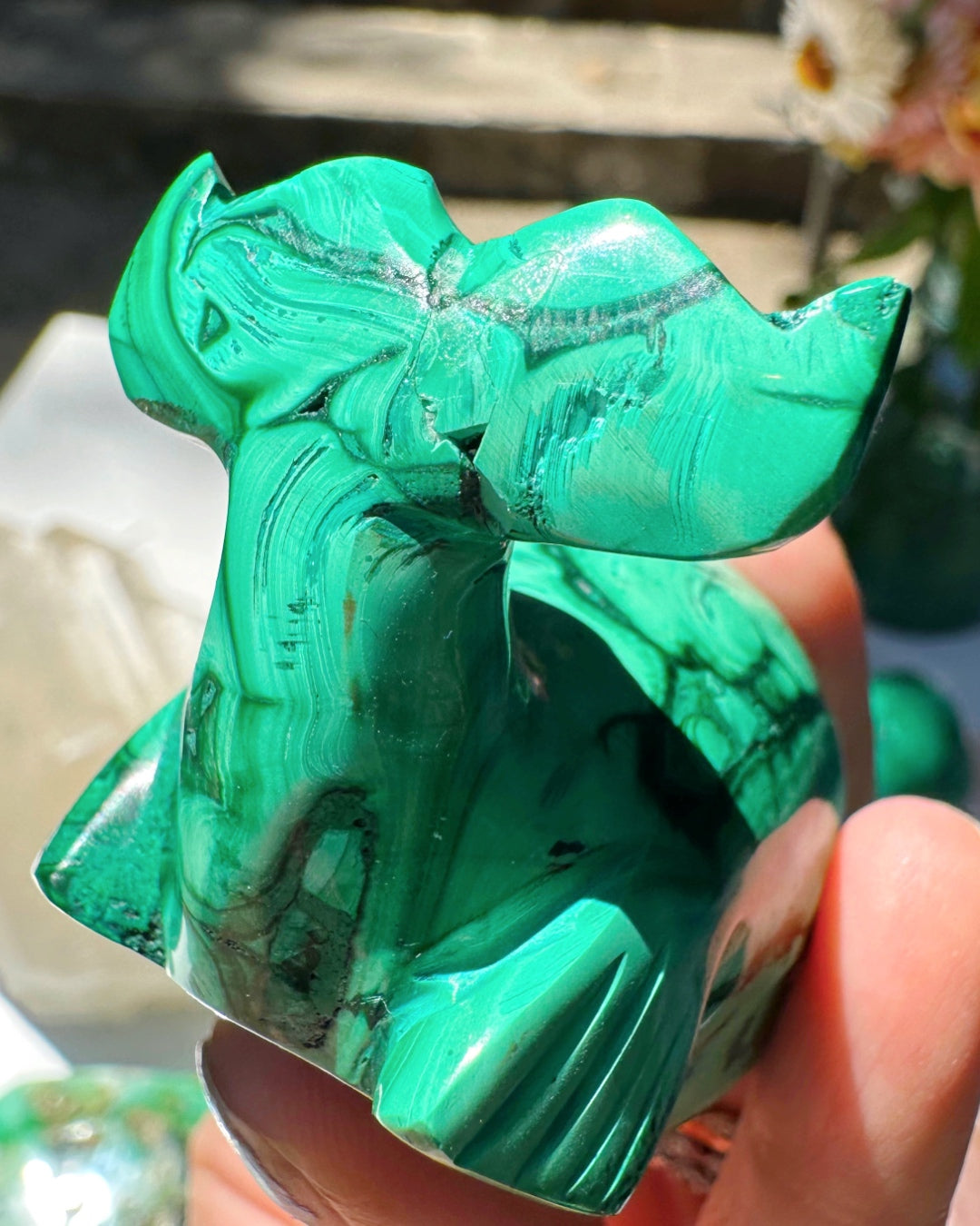 Hand Carved Malachite Whale - Baltic Mermaid