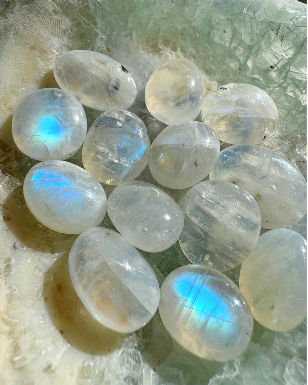 Rainbow Moonstone Polished Stones - AAA