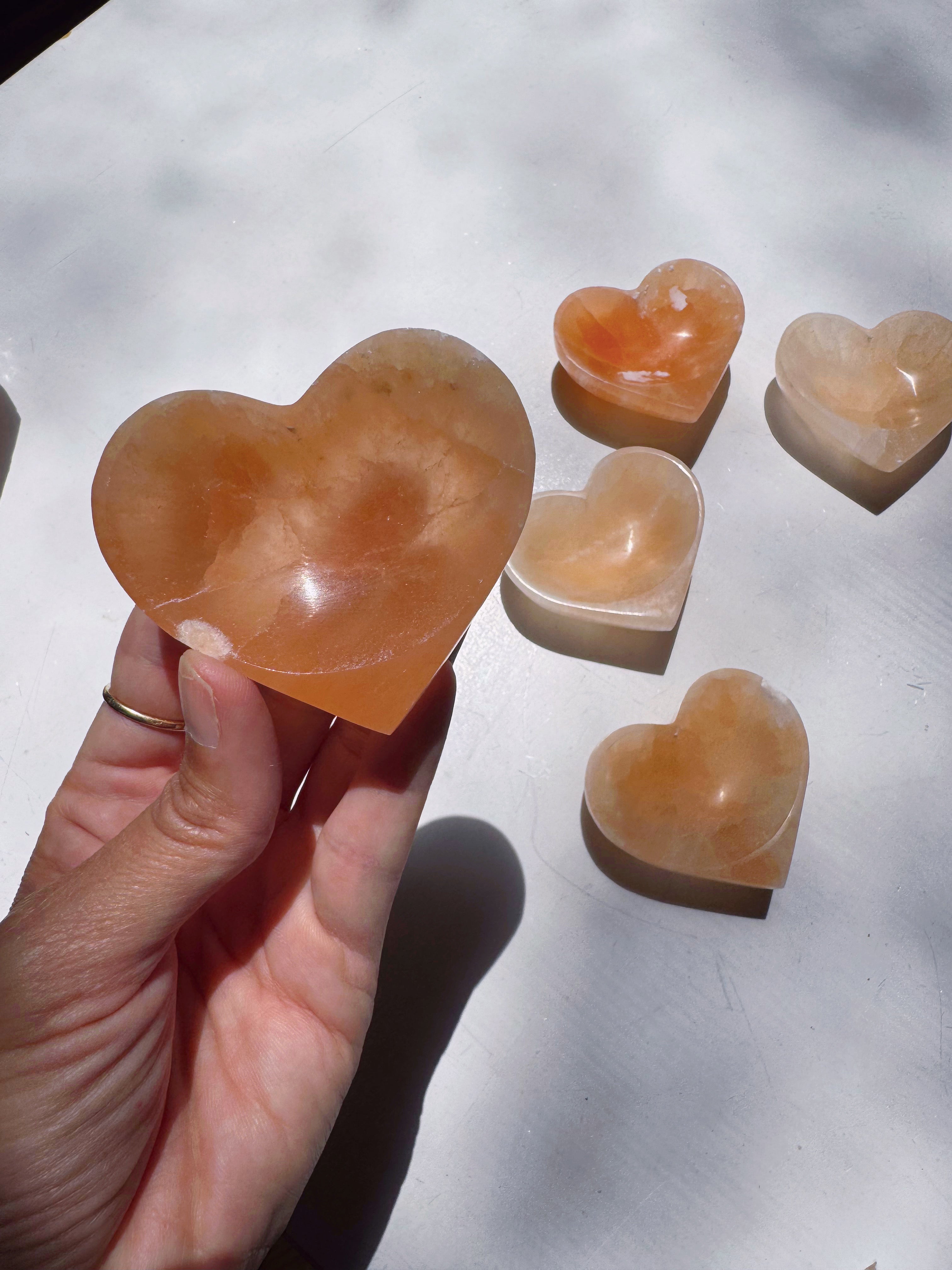 Peach Selenite Lil’ Heart Dish Baltic Mermaid