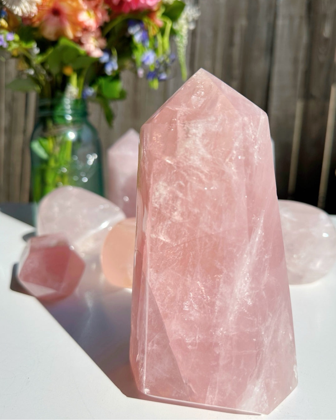 Rose Quartz Tower w/ Iron Inclusions