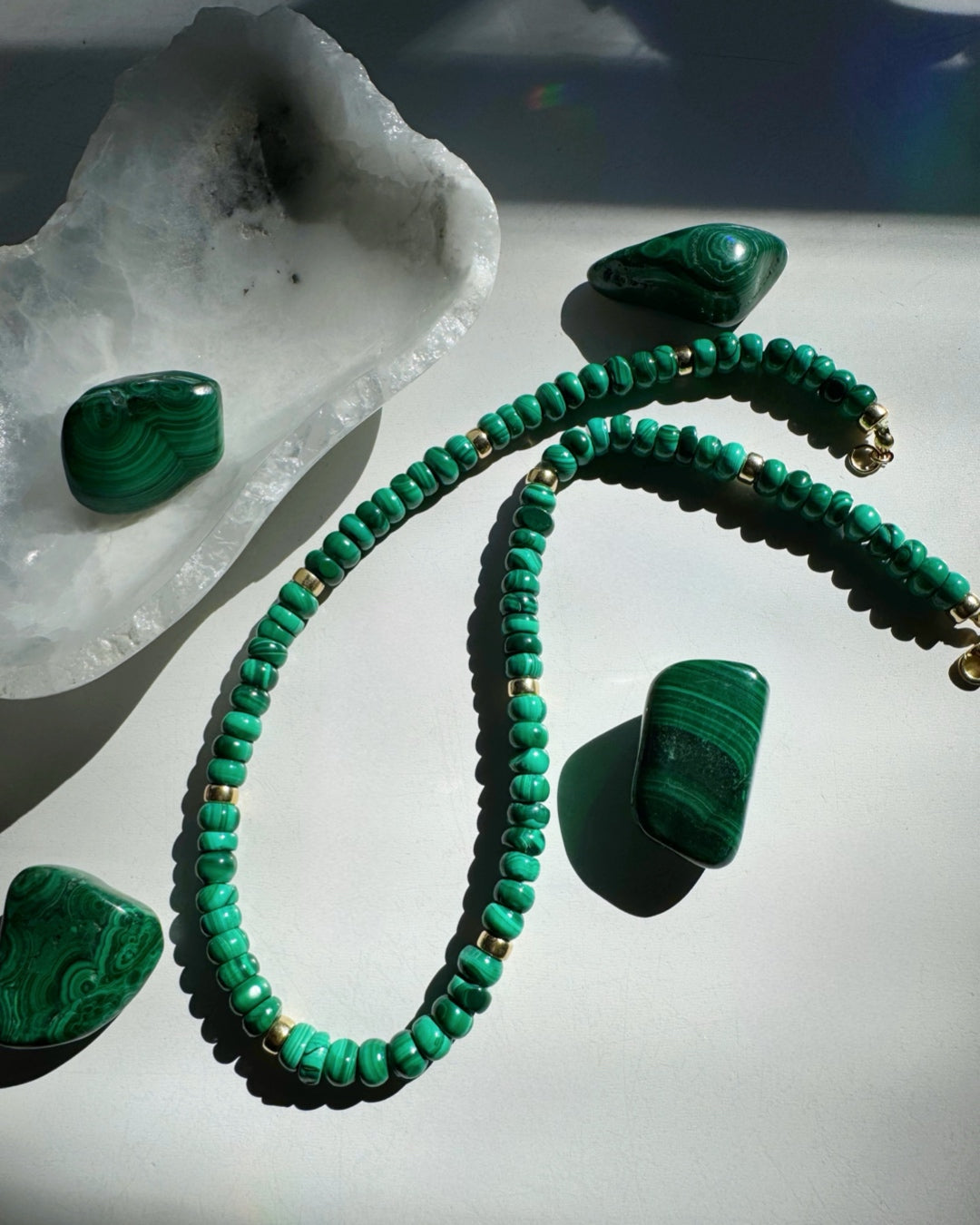 “Donna” - Malachite Gemstone Candy Necklace - Baltic Mermaid