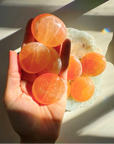 Peach Selenite Palm Stones