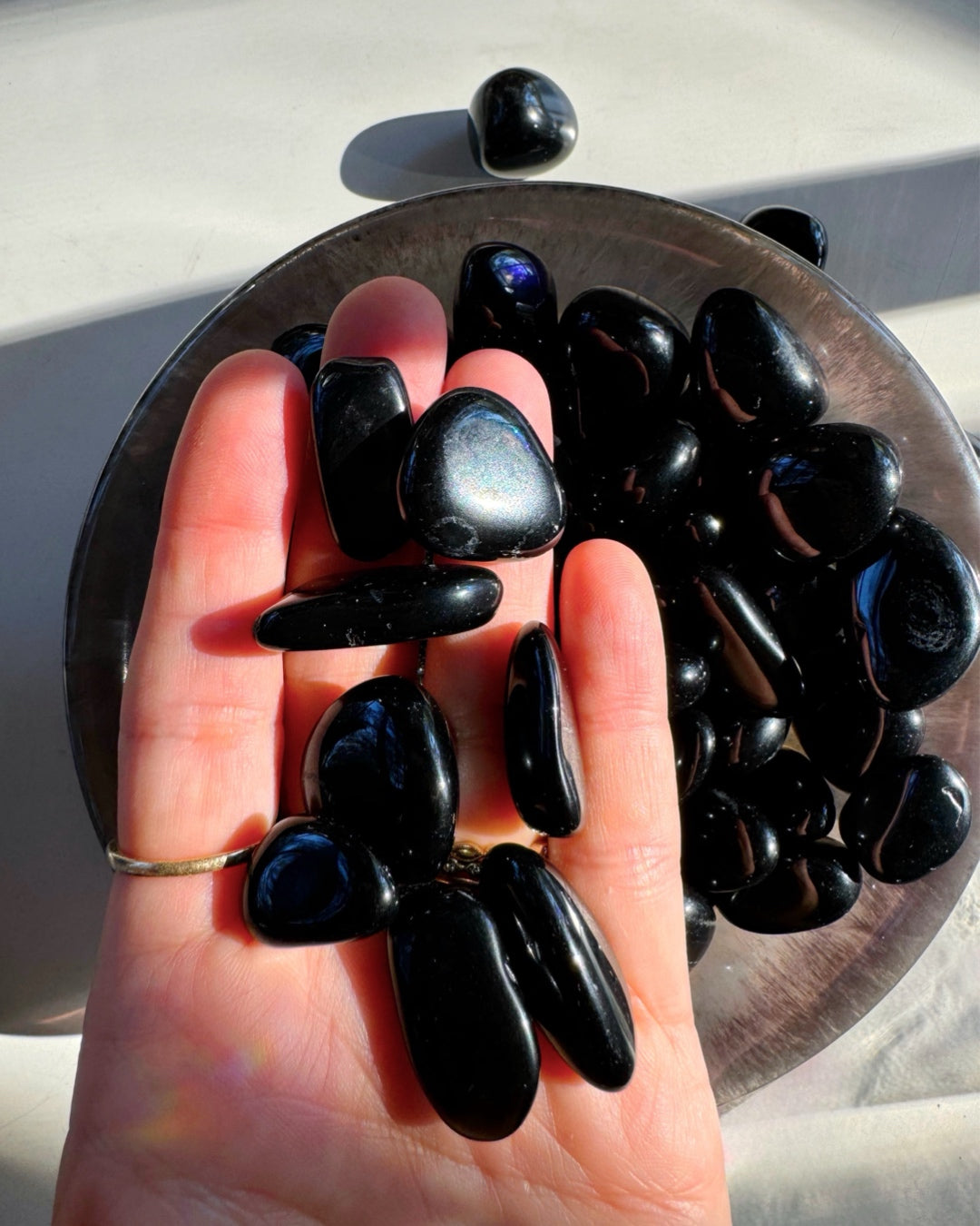 Black Obsidian Tumbled Stones - Baltic Mermaid