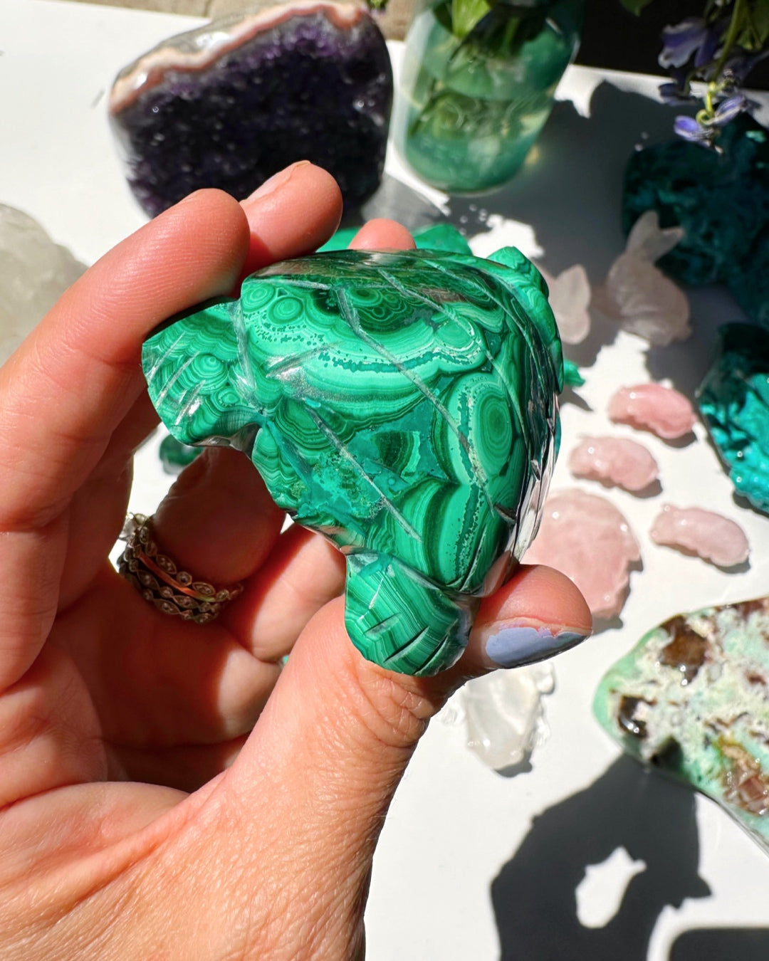 Hand Carved Malachite Turtle - Baltic Mermaid