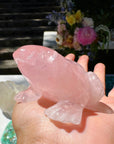 Hand Carved Rose Quartz Frog