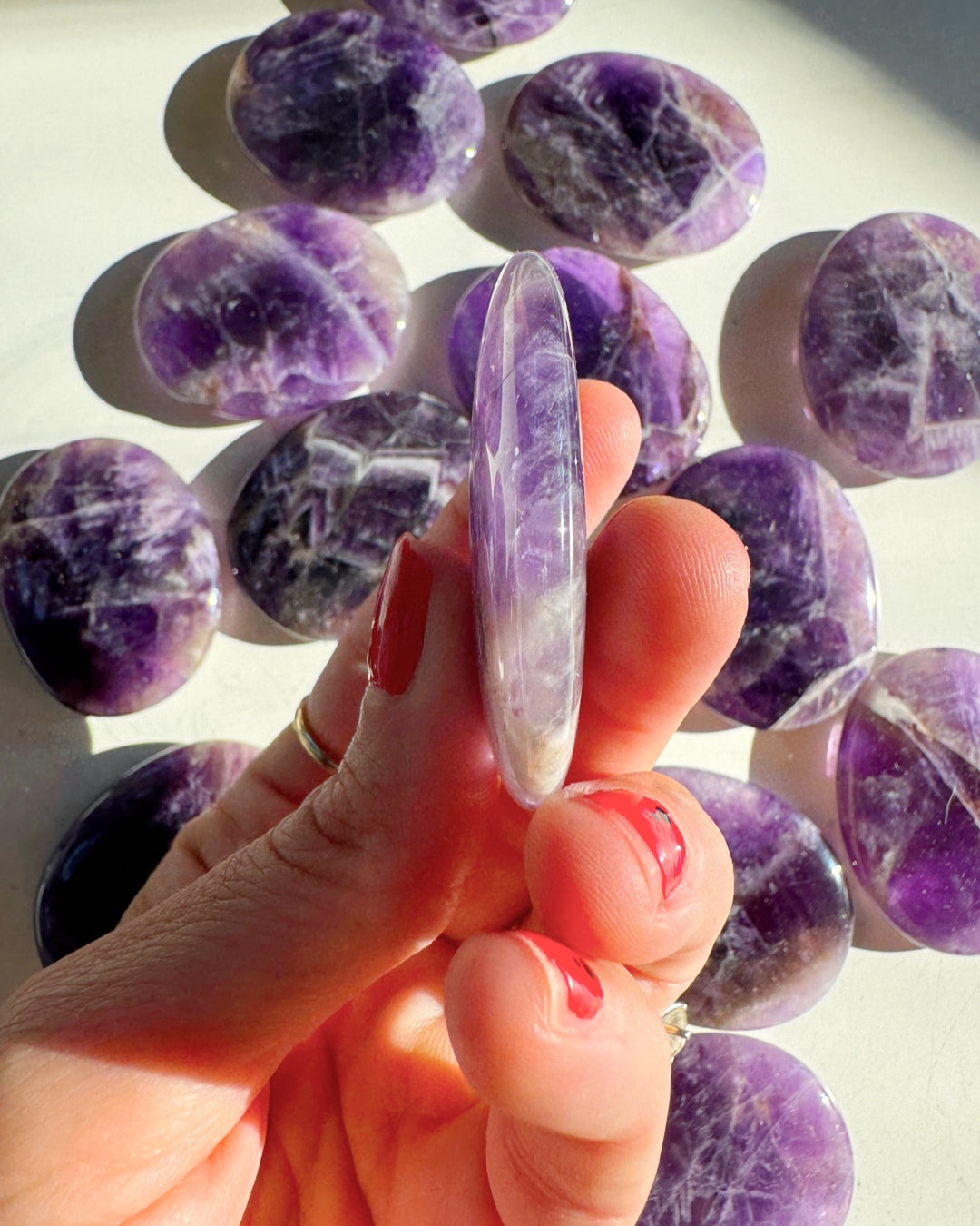 Amethyst Flat Palm Stones - Baltic Mermaid