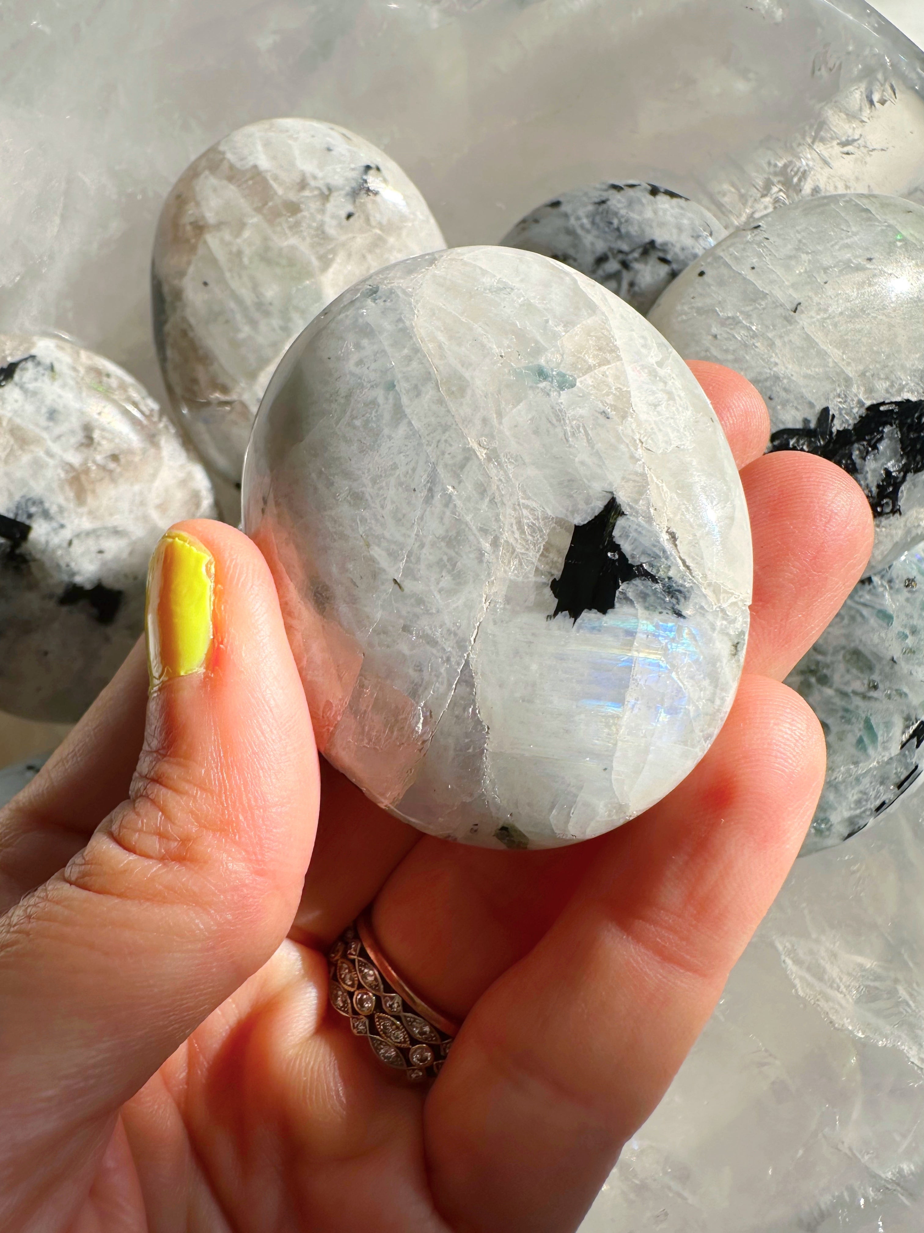 Rainbow Moonstone Palm Stones - Baltic Mermaid