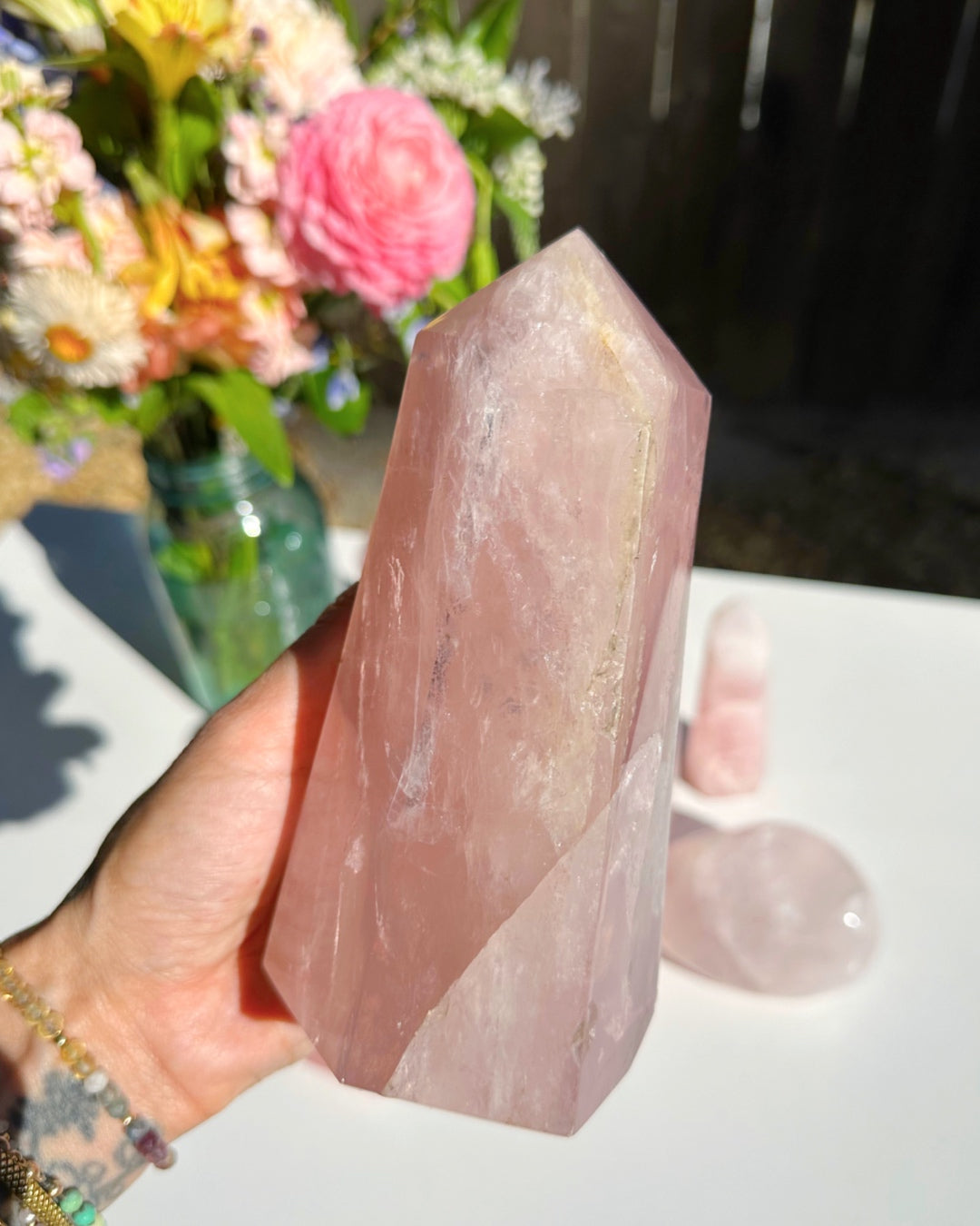 Rose Quartz Tower w/ Iron Inclusions - Baltic Mermaid