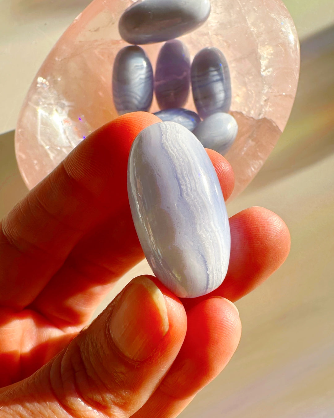 Blue Lace Agate Lingams - Baltic Mermaid