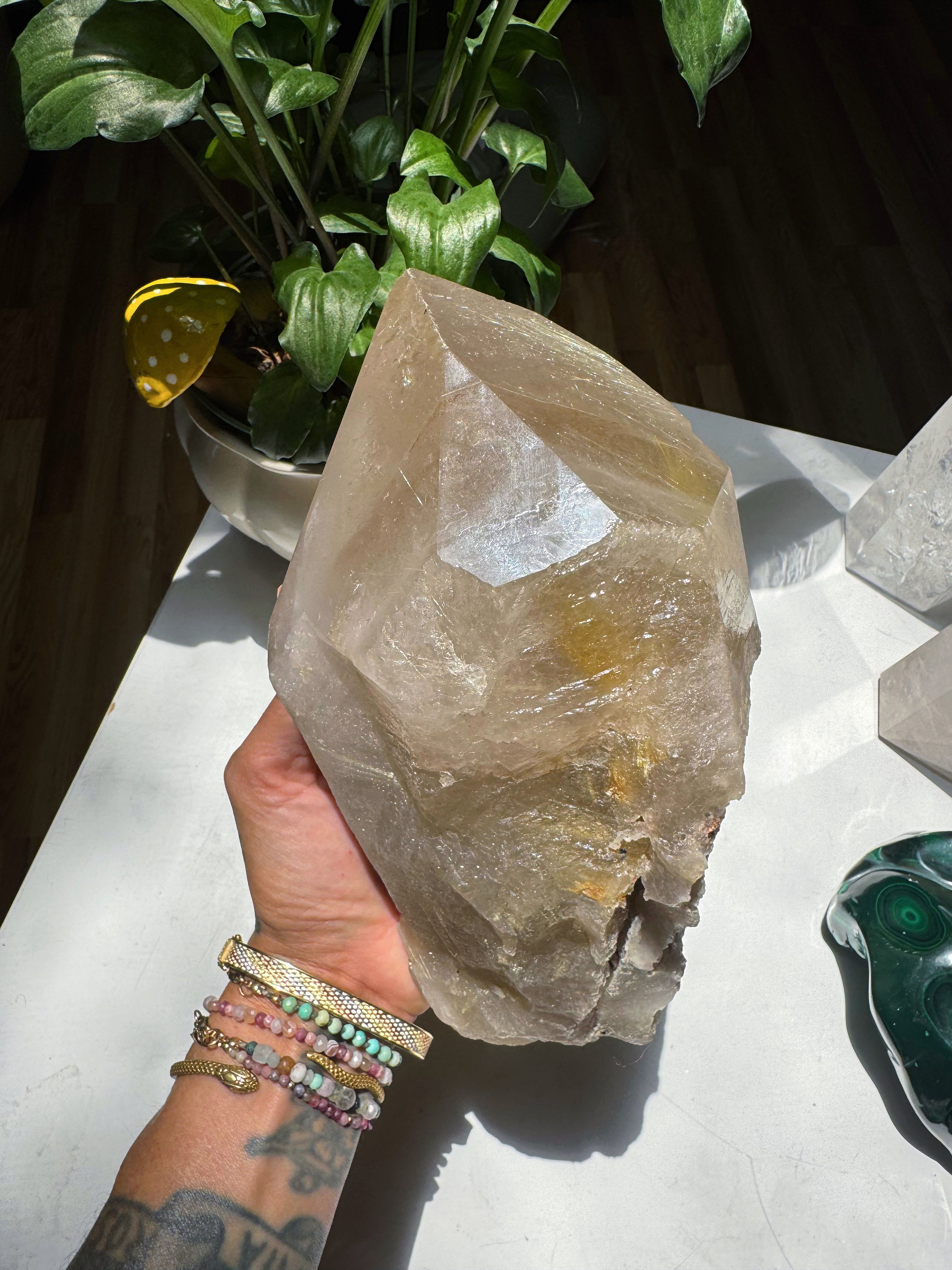 Large Rutilated Quartz Point from Brazil w/ Recordkeepers Baltic Mermaid