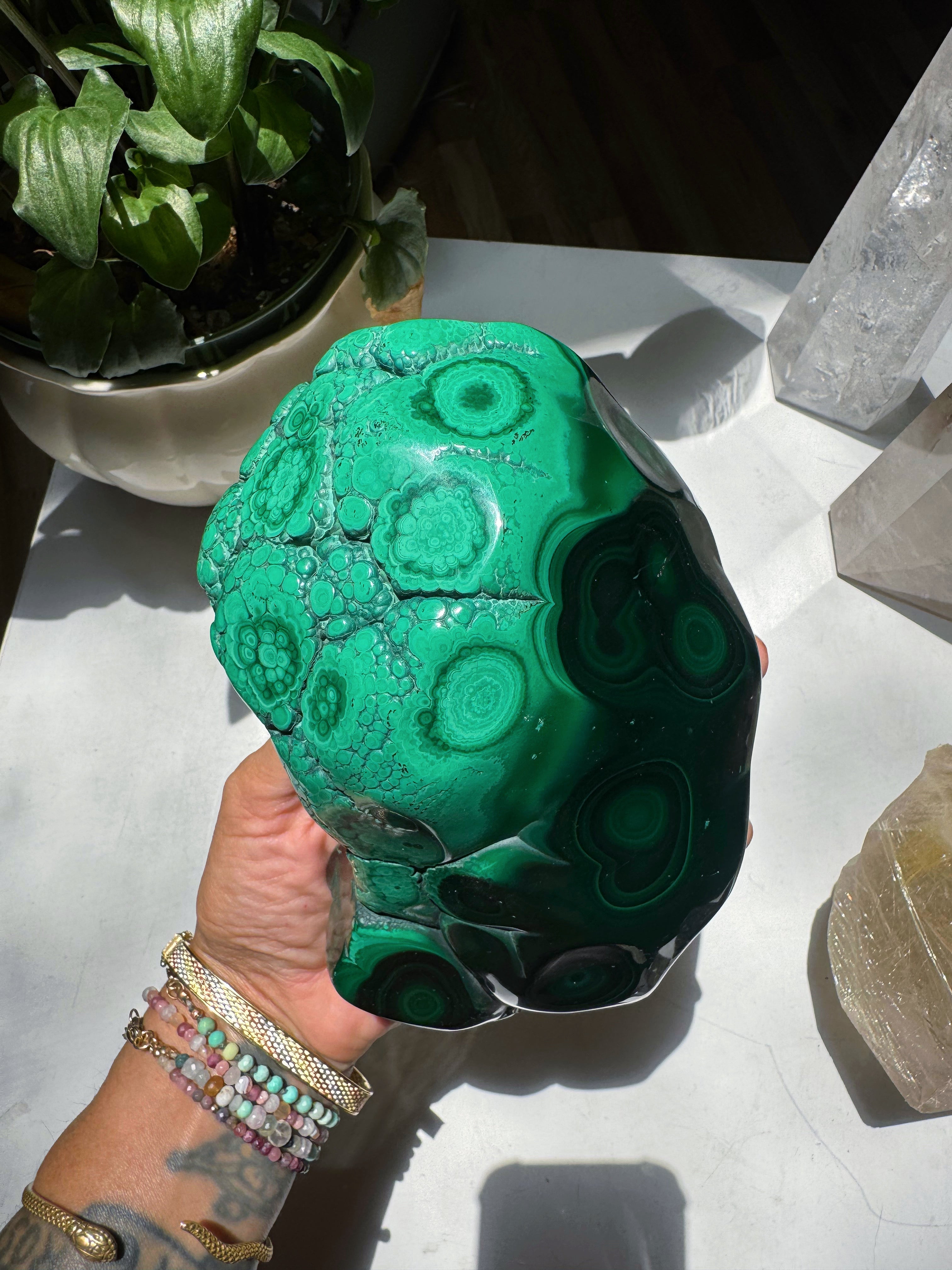 Large Polished Malachite Baltic Mermaid