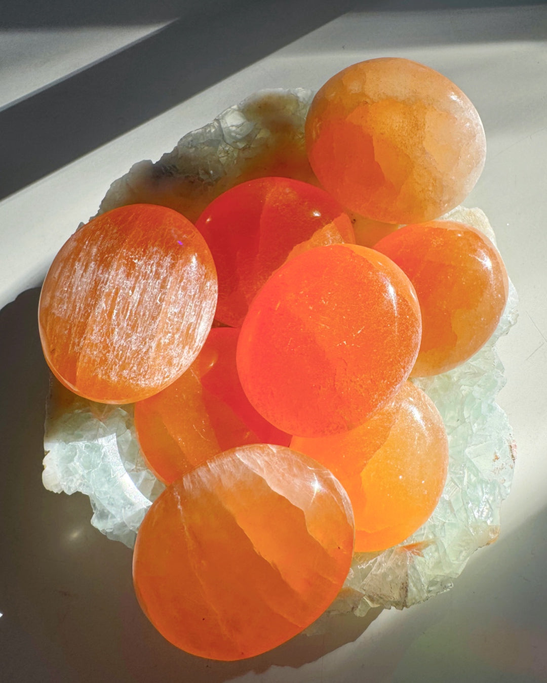 Peach Selenite Palm Stones - Baltic Mermaid