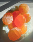 Peach Selenite Palm Stones