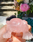 Hand Carved Rose Quartz Frog