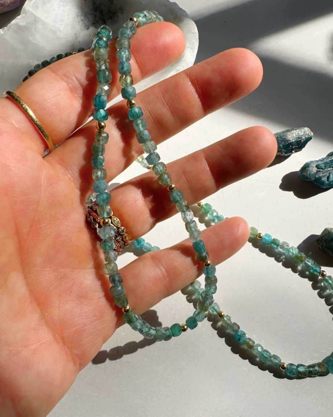 “Frankie” - Blue Apatite Gemstone Candy Necklace - Baltic Mermaid